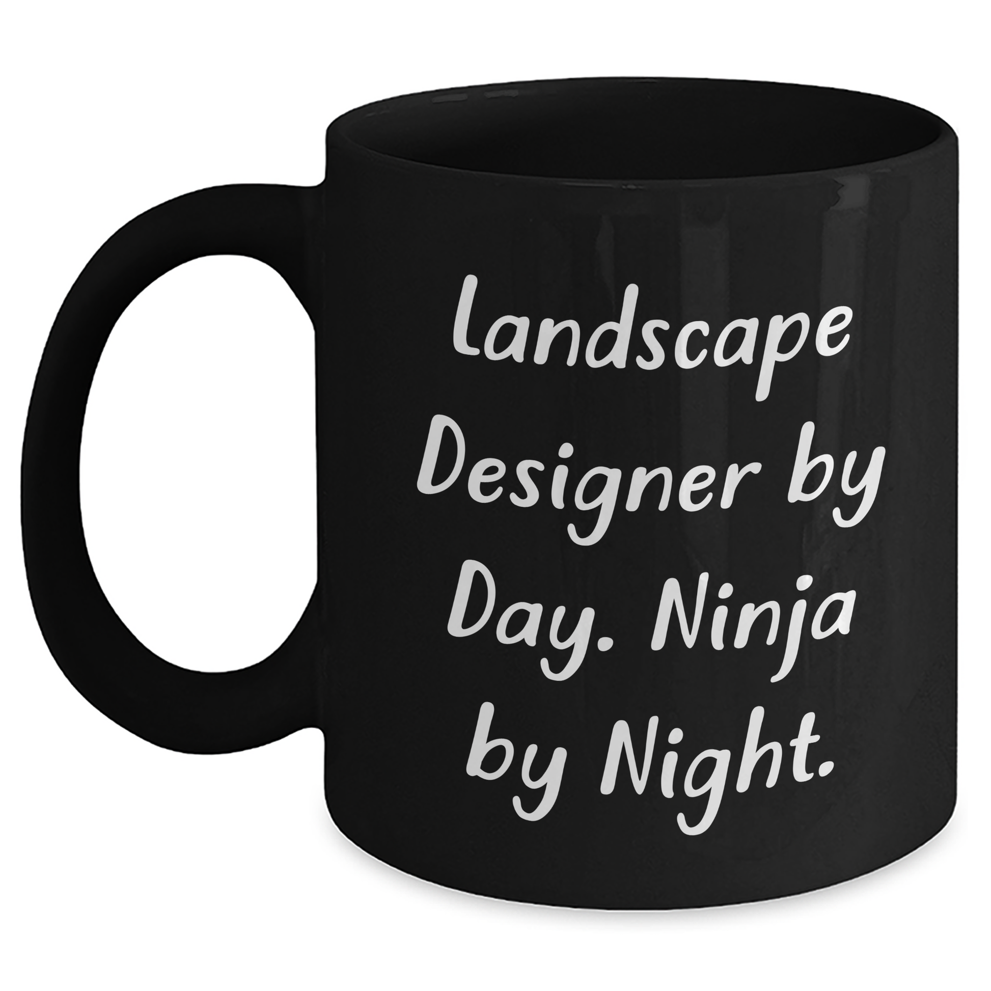 Landscape Designer Gifts from Friends, Unique Inspirational Funny Black Coffee Mug for Graduation, 'Landscape Designer By Day. Ninja By Night.' - Main