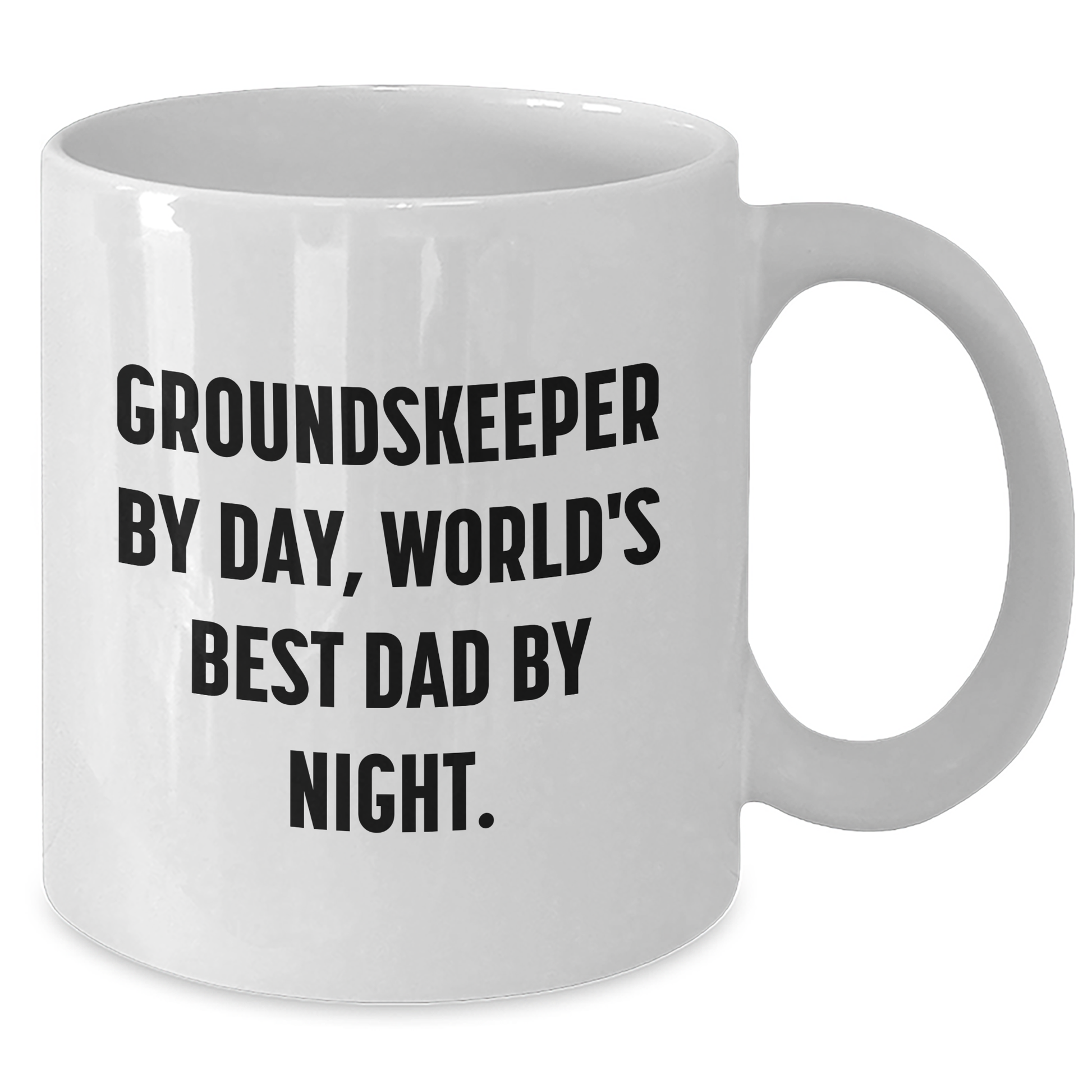 groundskeeper Gifts from Men - Funny White Coffee Mug for Graduation, 'groundskeeper By Day, World's Best Dad By Night.' - Additional