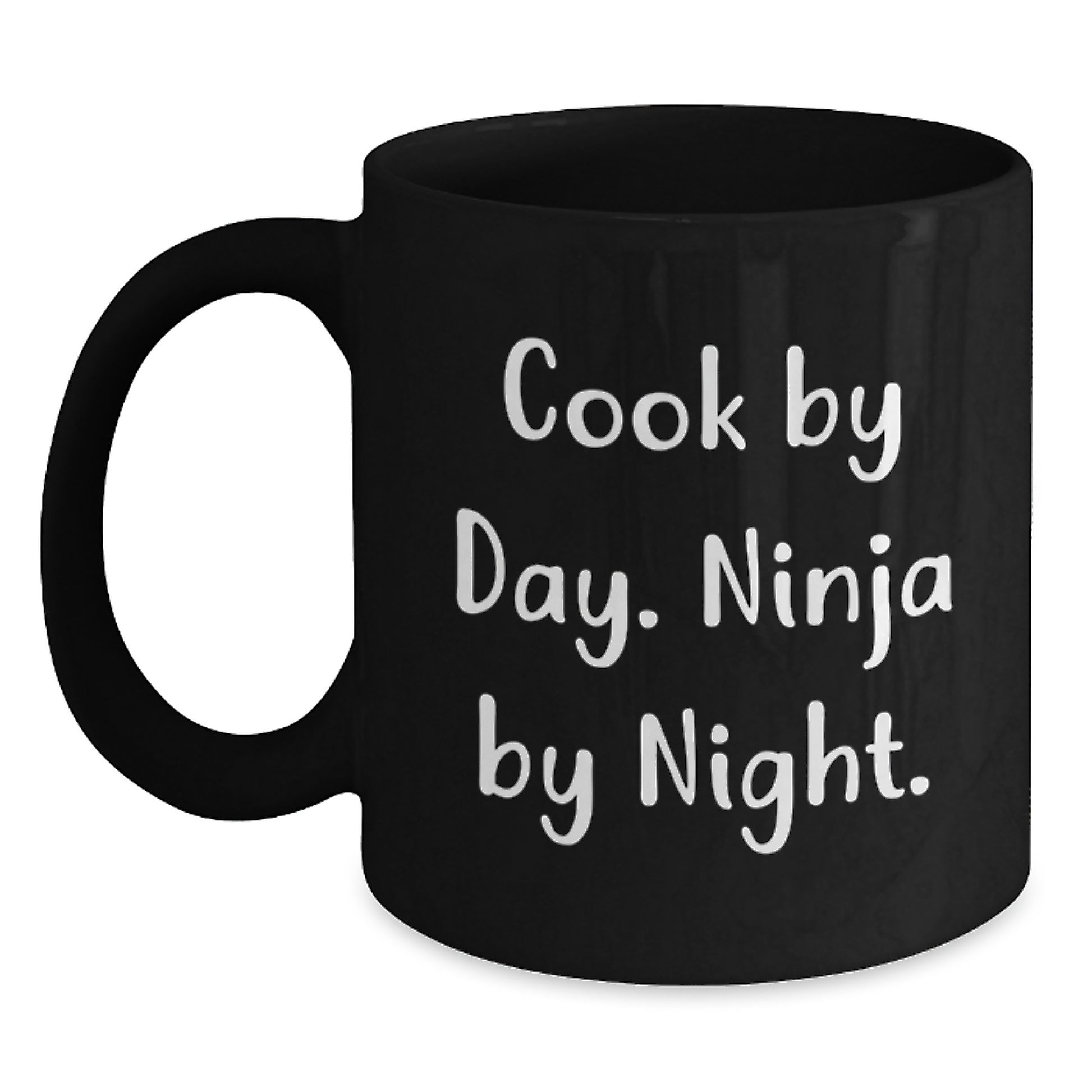 Cook By Day Funny Graduation Gifts for Men, Black Coffee Mug for Women Friends Coworkers, Ninja Night Quote, 11oz or 15oz, Microwave Dishwasher Safe Gifts from Family - Main