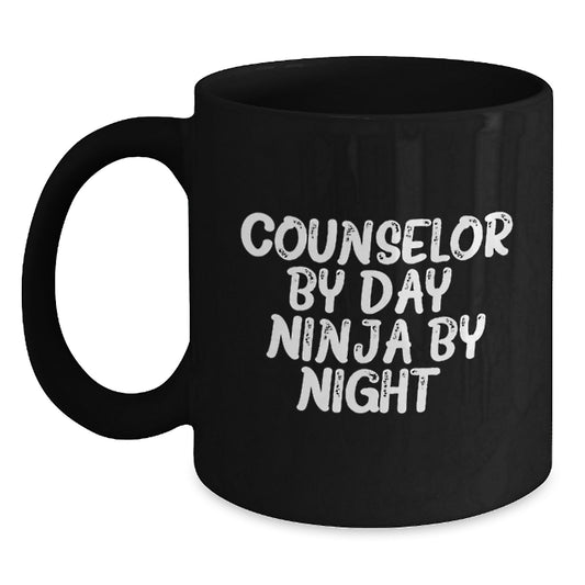 Counselor By Day Ninja By Night Funny Gift for Counselor Graduation Unique Black Coffee Mugs from Friends, Gifts for Counselor Men, Counselor Women, Coworkers, Family - Main