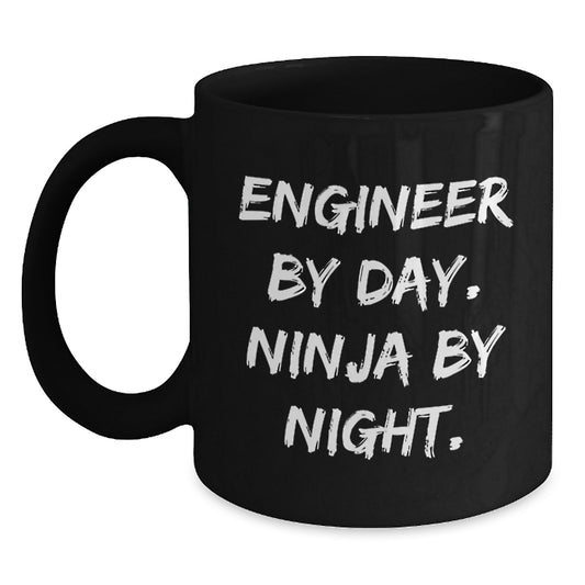Engineer Gifts by Day, Ninja Gifts by Night, Black Coffee Mug for Birthday, Funny Quote Gifts from Friends - Main