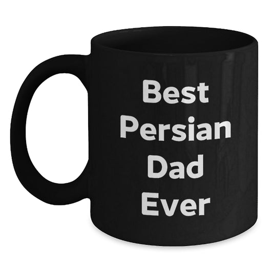 Funny Persian Cat Gifts for Men from Best Dad Ever, Black Coffee Mug for Birthday - Main