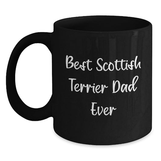 Funny Scottish Terrier Dog Gifts for Men from Best Dad Ever, Black Coffee Mug, Birthday Unique Presents - Main
