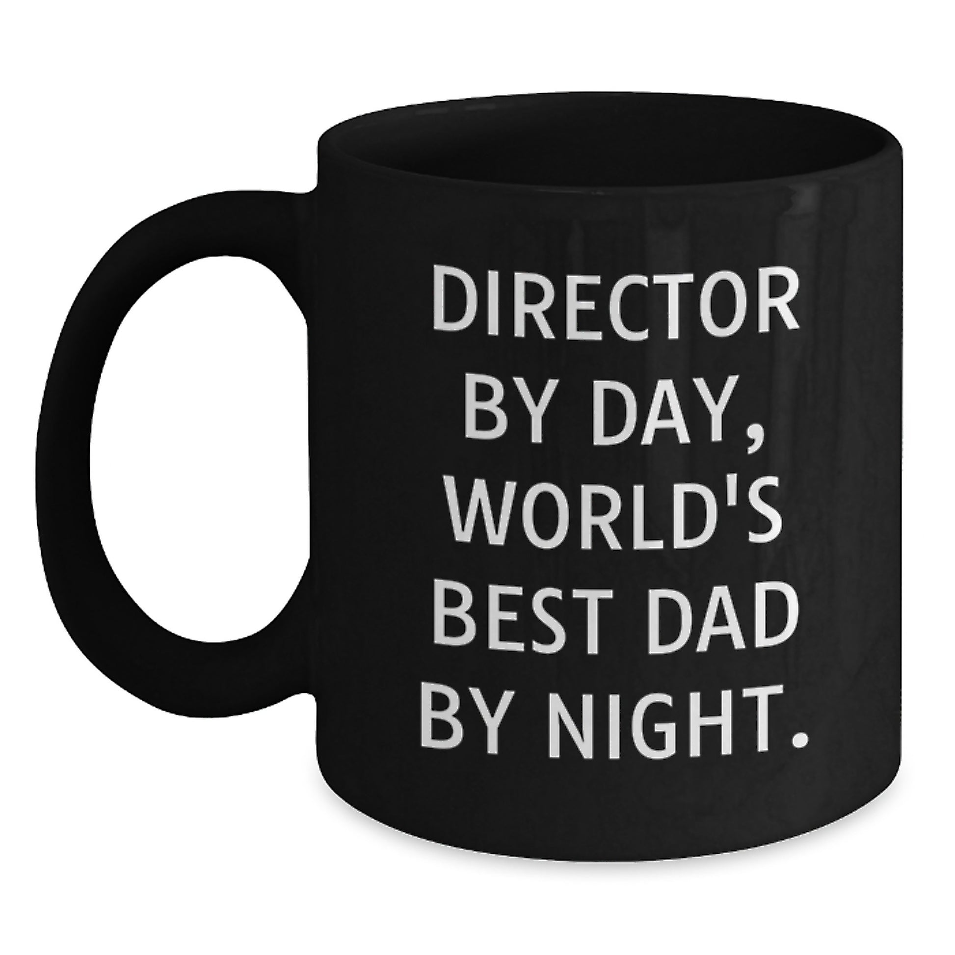 Funny Director Gifts, World's Best Dad Black Coffee Mug for Birthday, 'Director By Day, World's Best Dad By Night.' Mugs from Mom, Perfect for Dad's Special Day - Main