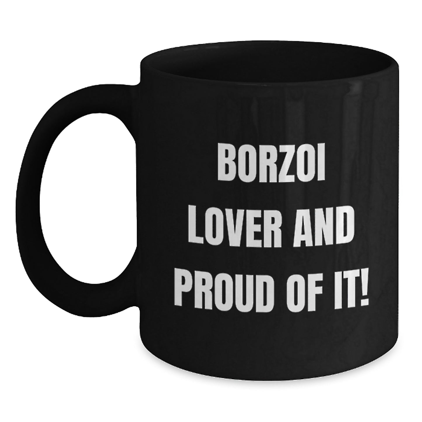 Borzoi Dog Lover Gifts from Men, Unique Birthday Unique Gifts for Friends, Funny Black Coffee Mug - Main