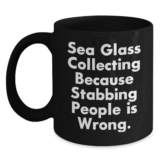 Sea Glass Collecting Humor Gifts from Friends for Sea Glass Lovers Black Coffee Mug - Main