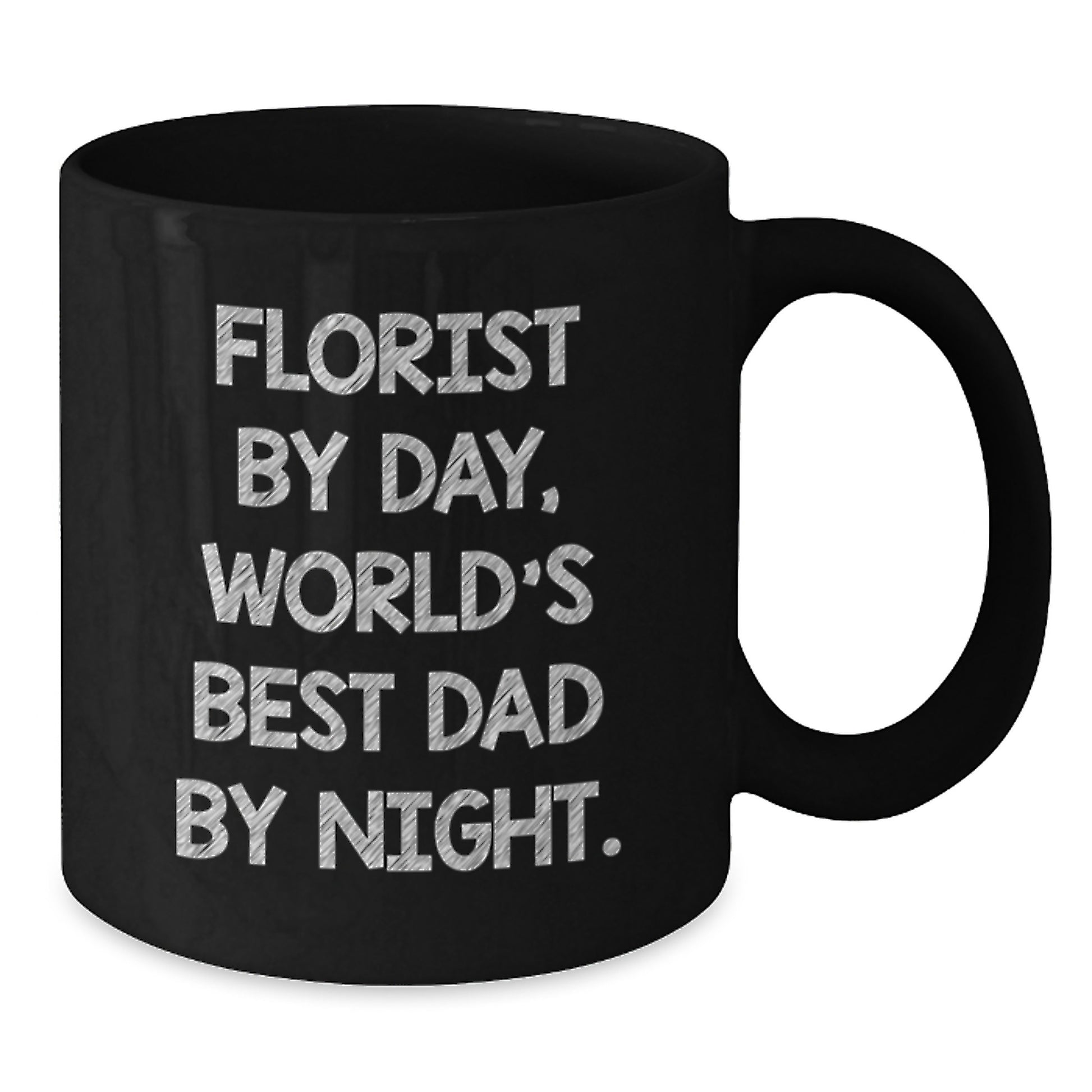 Florist Gifts from Friends, Florist Black Coffee Mug, 'Florist By Day, World's Best Dad By Night.' - Birthday Unique Gifts for Florist, Men, Women - Additional