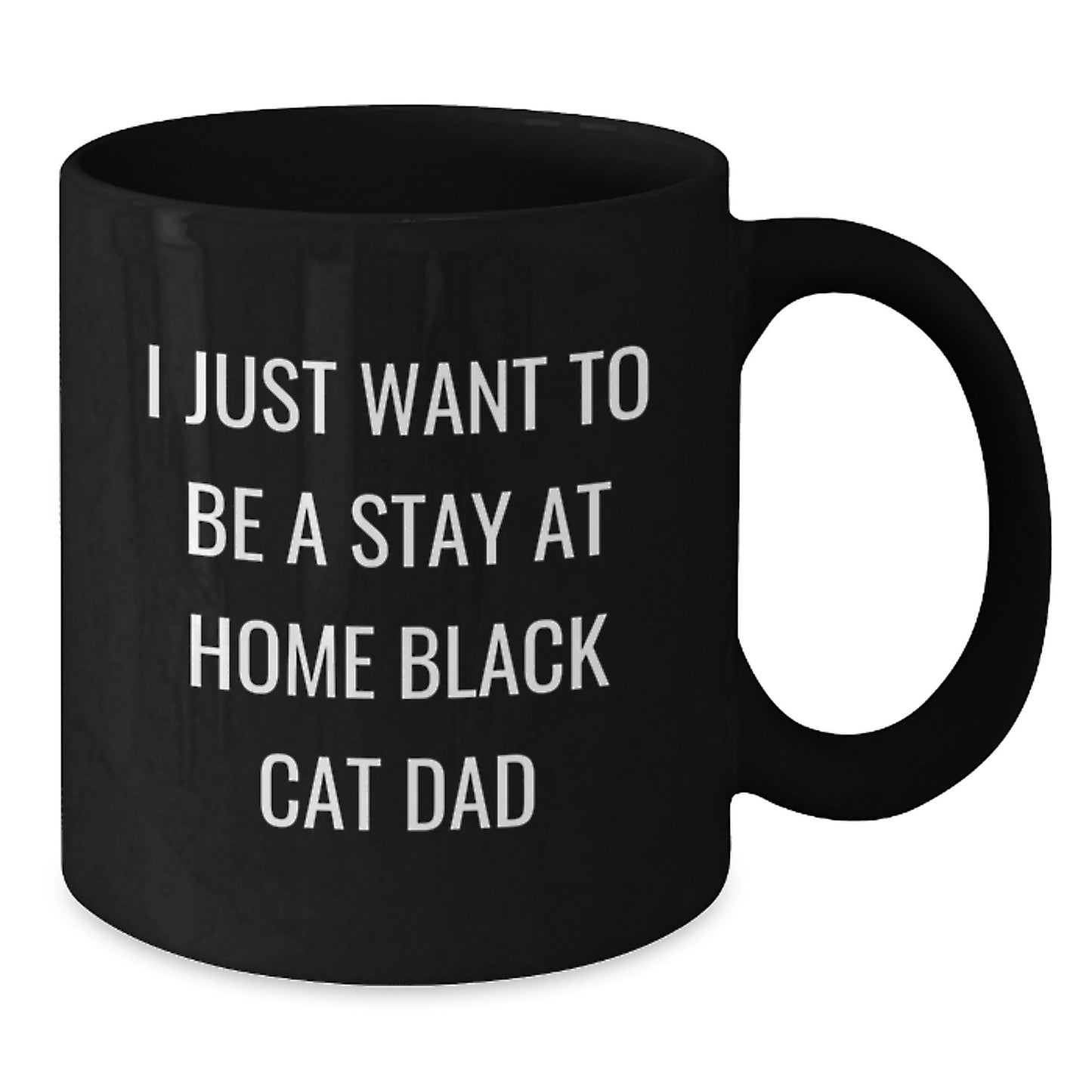Funny Black Cat Dad Christmas Unique Gifts from Men to Family, Black Coffee Mug for Cat Enthusiasts, Inspirational Quote 'I Just Want To Be A Stay At Home Black Cat Dad' - Additional