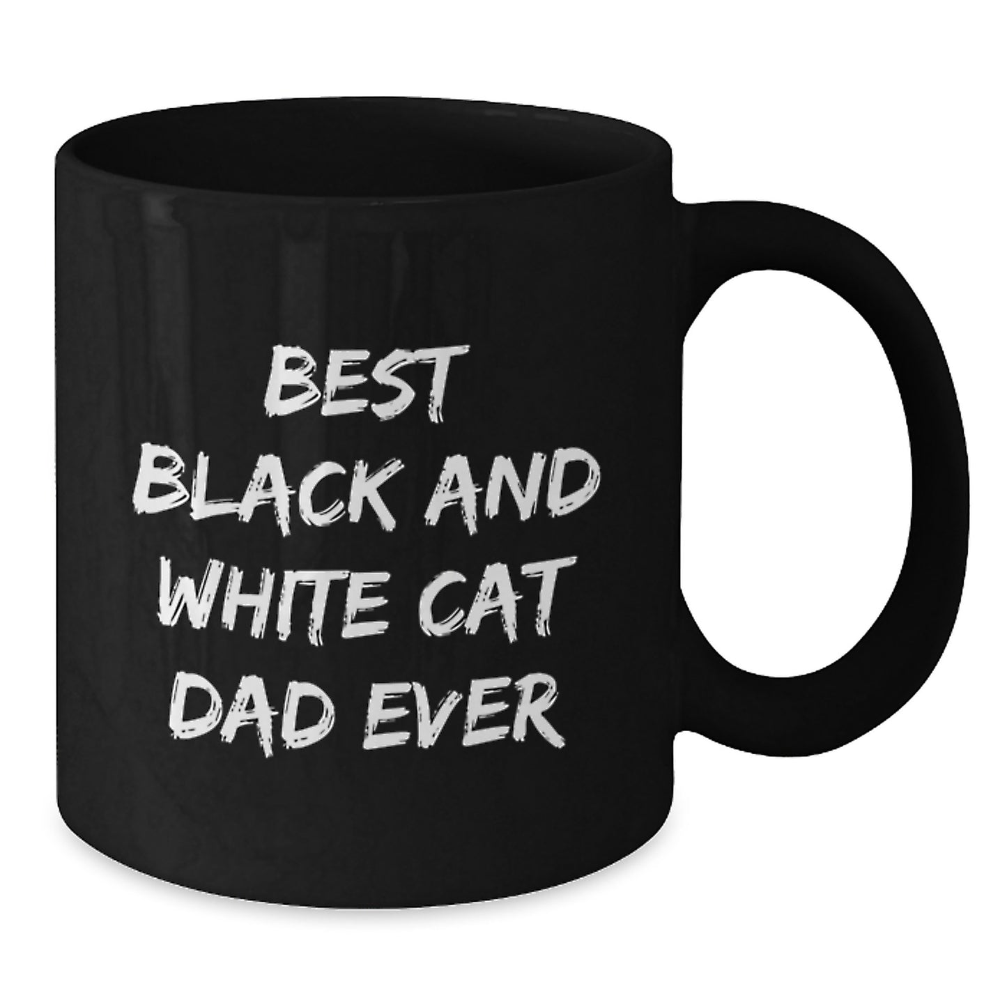 Funny Black and White Cat Dad Gifts from Family for Birthday - Best Black And White Cat Ever Quote on Black Coffee Mug - Additional
