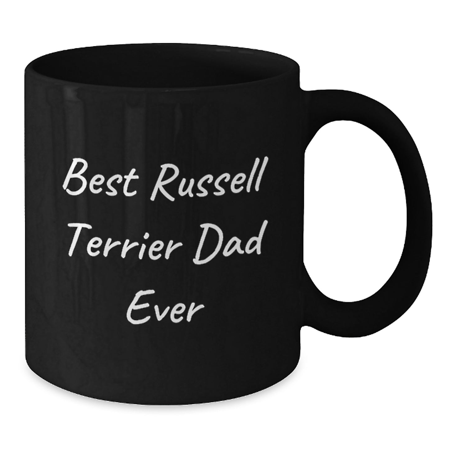 Russell Terrier Dog Lover's Best Dad Ever Funny Birthday Unique Gift from Men to Russell Terrier Dog Black Coffee Mug, Gifts for Russell Terrier Dog Dad - Additional