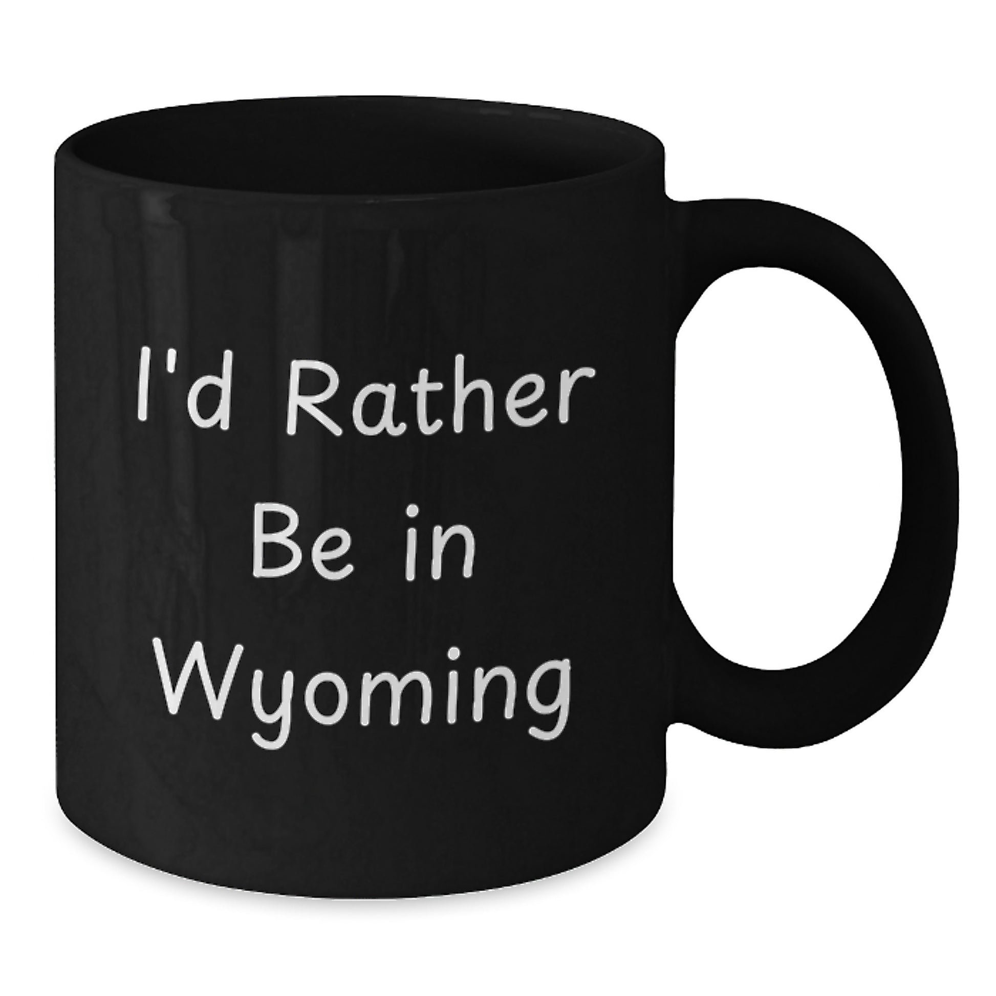 Wyoming-Inspired Coffee Mug for Birthday Unique Gifts from Friends and Family, 'I'd Rather Be In Wyoming' Funny Quote on Black Ceramic Mug, 11oz or 15oz, Microwave and Dishwasher Safe - Additional