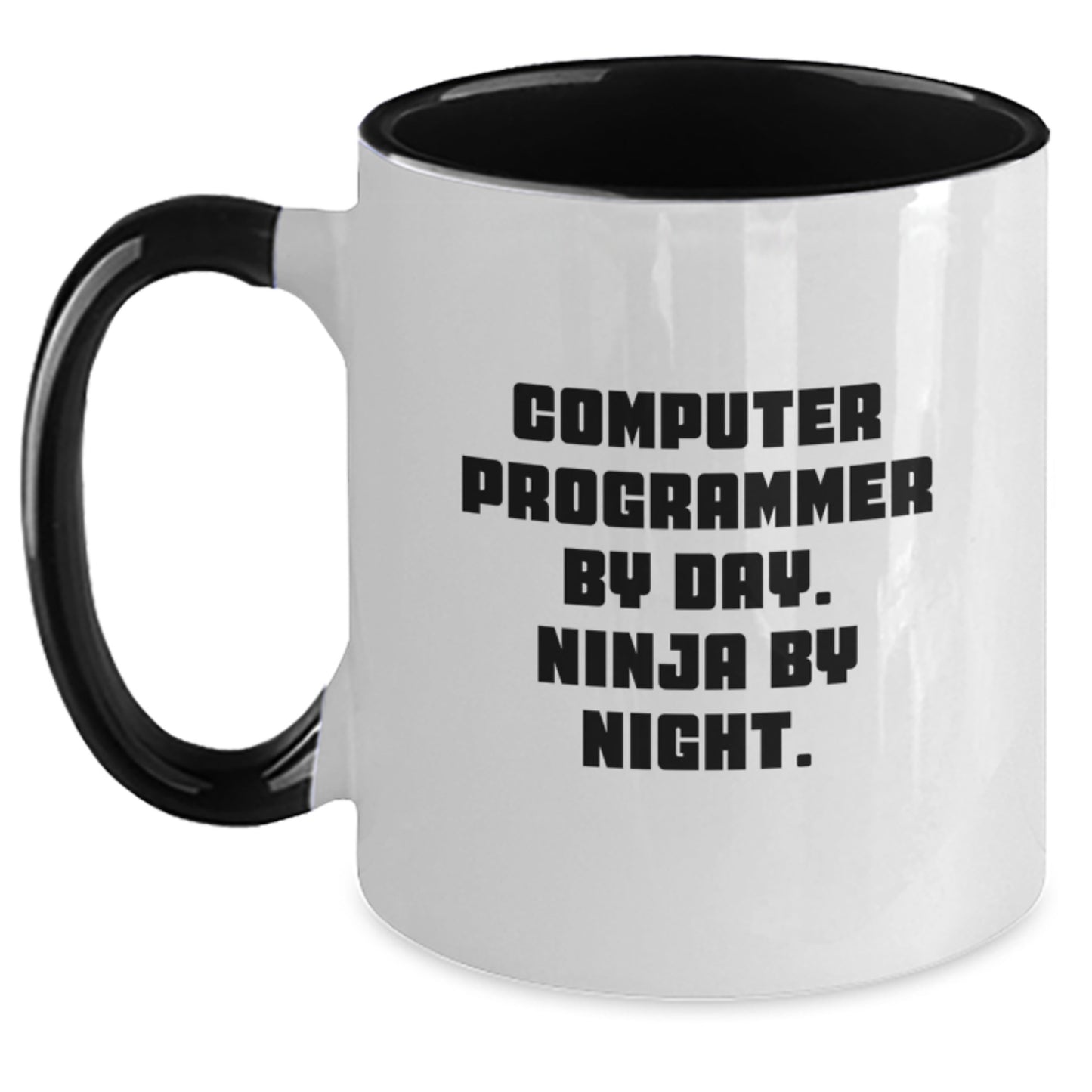 Computer Programmer Humor Two Tone Coffee Mugs, Funny Gifts from Friends, Computer Programmer By Day. Ninja By Night. Birthday Unique Gifts for Him or Her - Main