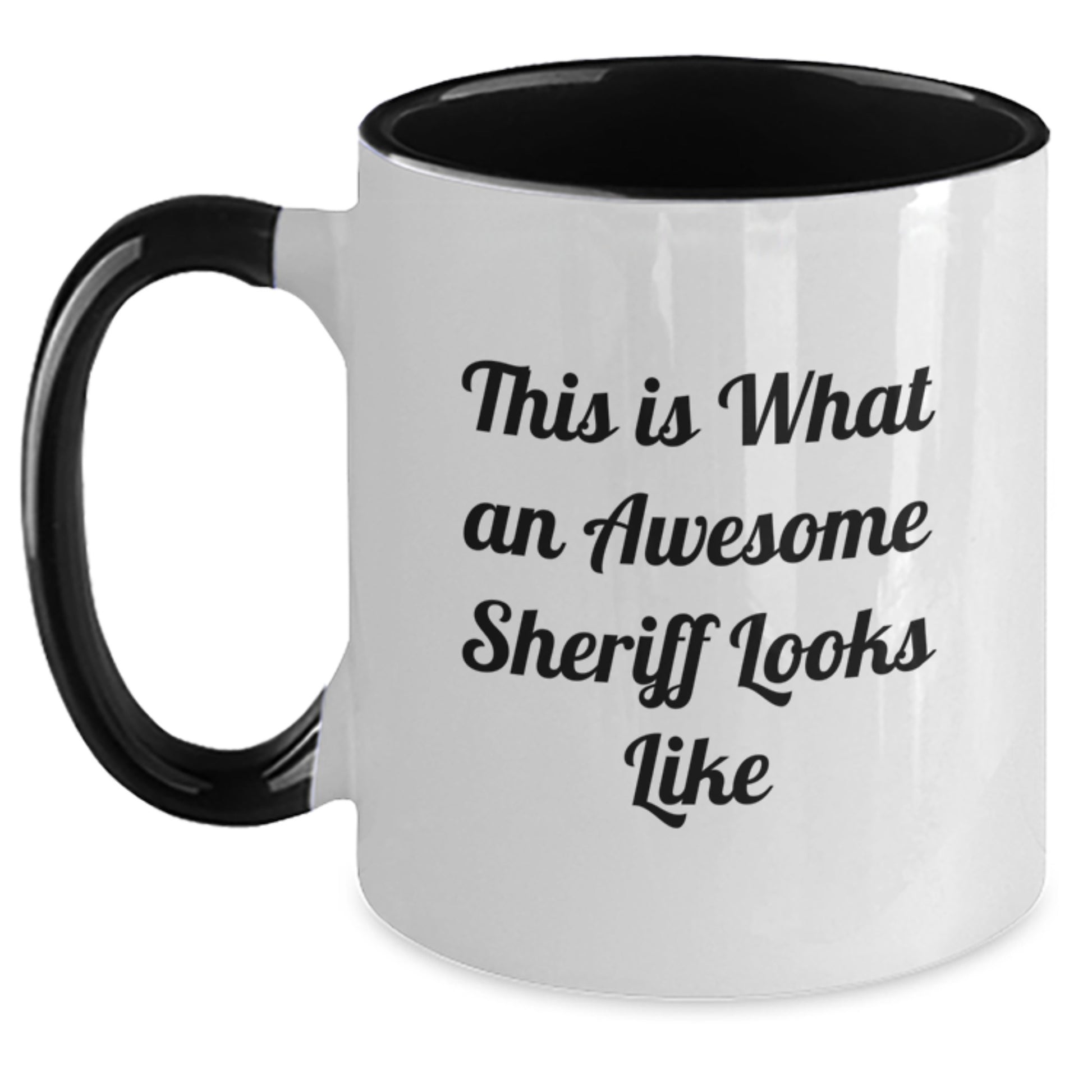 Funny Sheriff Gifts - This Is What An Awesome Sheriff Looks Like Two Tone Coffee Mug for Graduation, Gifts from Friends to Sheriff, 11oz Capacity - Main