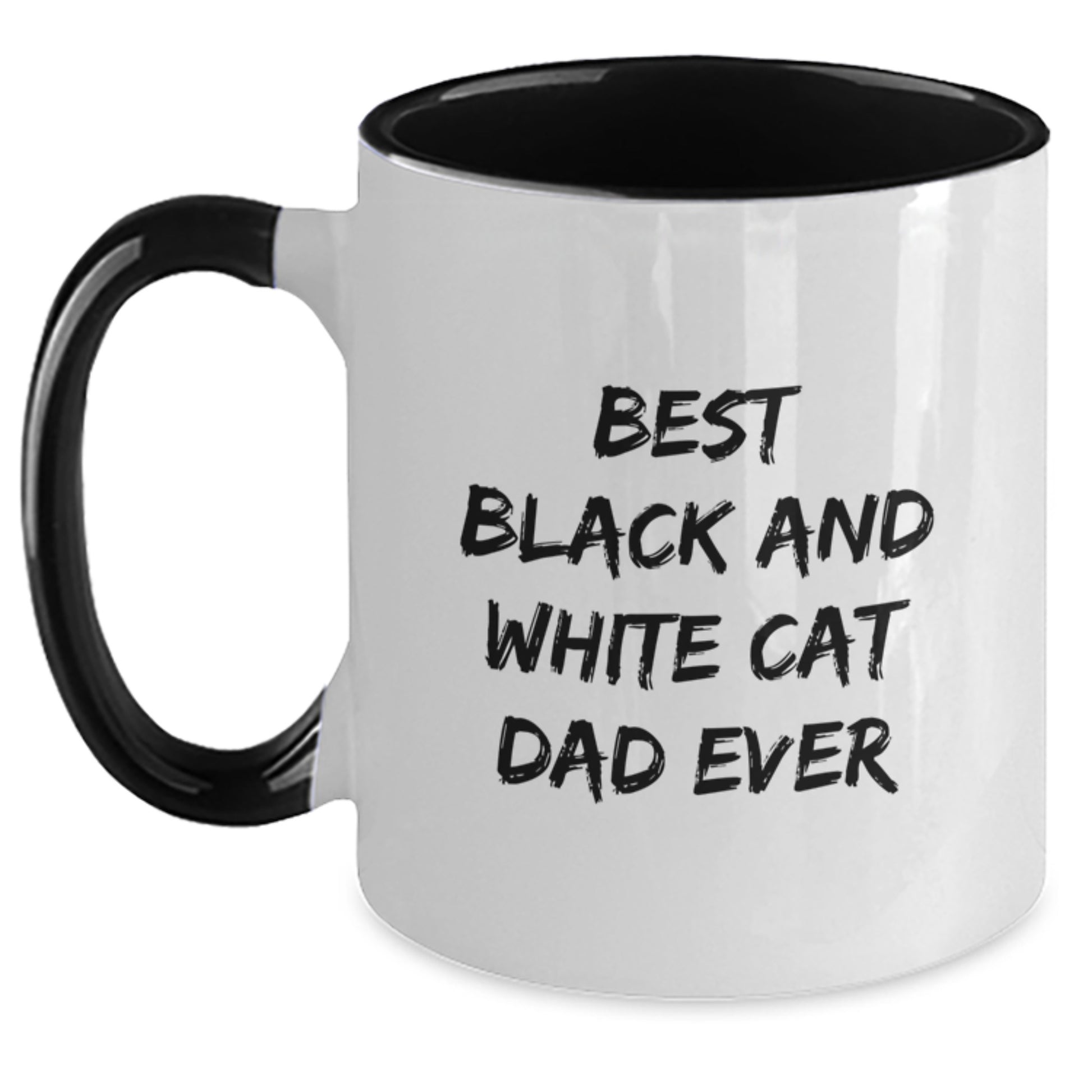 Funny Black and White Cat Dad Ever Gifts from Men to Birthday Friends, Two Tone Coffee Mug for Black and White Cat Lovers, Best Gift Ideas for Birthday Celebrations - Main