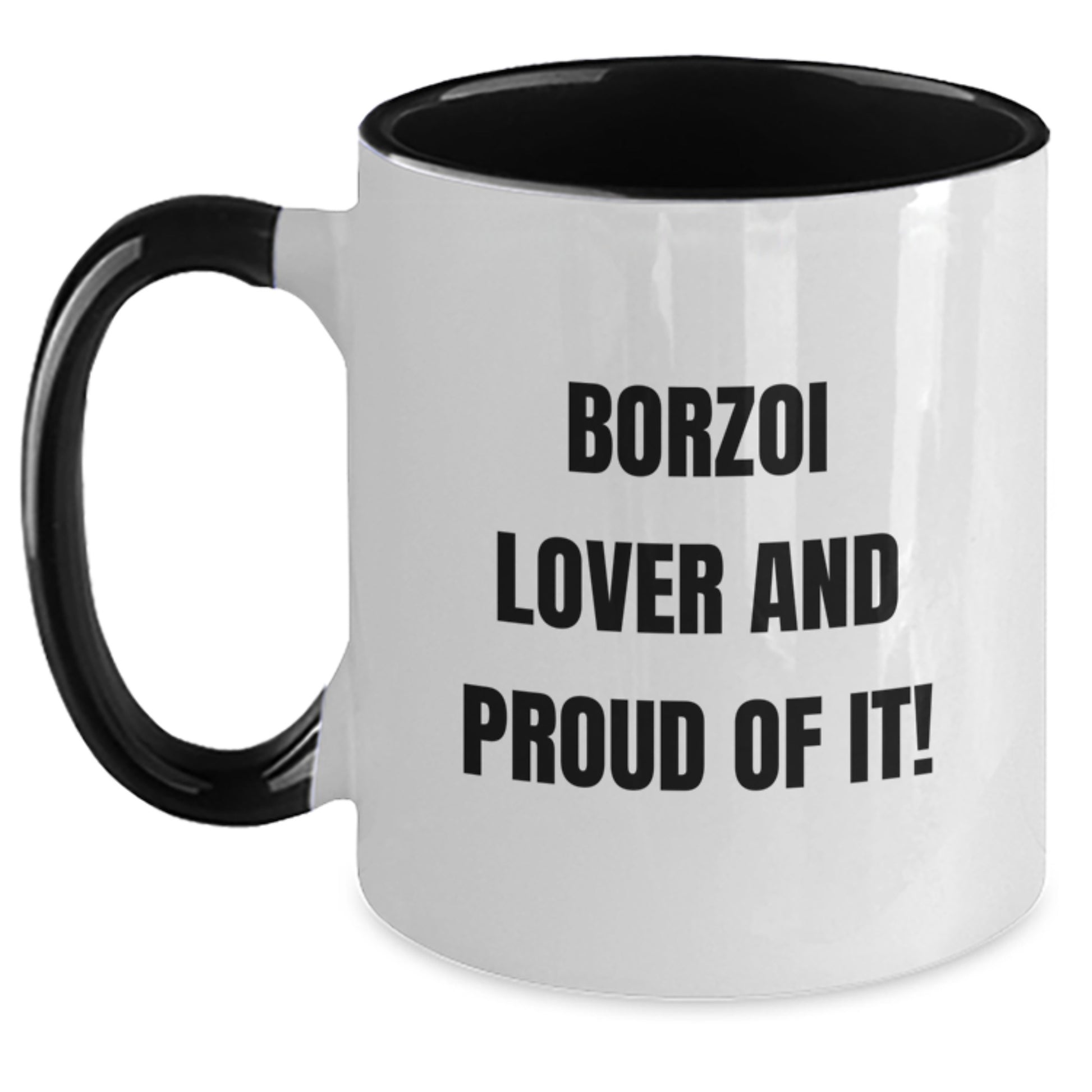 Borzoi Dog Lover Gifts from Friends, Unique Two Tone Coffee Mug for Borzoi Dog Enthusiasts on Birthday, Funny Quote Inside - Main
