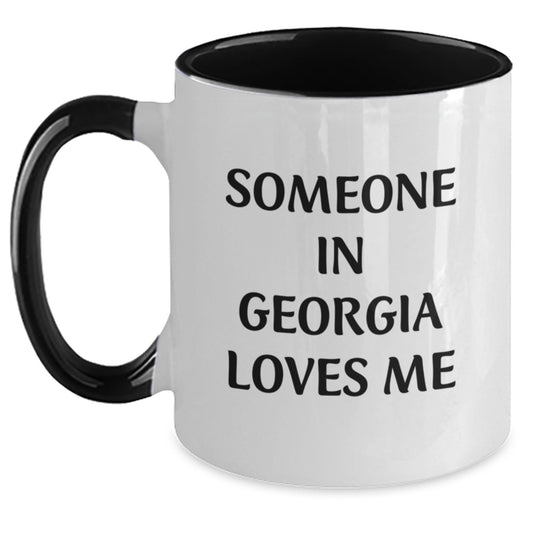 Funny Georgia Gifts for Someone In Georgia Loves Me, Two Tone Coffee Mug for Birthday, Gifts from Family, Friends, Coworkers, Unique, Funny, Inspirational - Georgia Two Tone Coffee Mug - Main