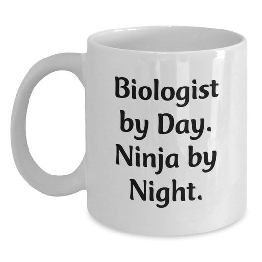 Biologist Ninja Gifts from Coworkers for Biologist Men, Funny White Coffee Mug - Main