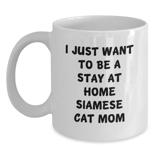 Funny Siamese Cat Mom White Coffee Mug Gifts from Friends, Gifts for Siamese Cat Lovers, Perfect Graduation Unique Gifts for Her - Main