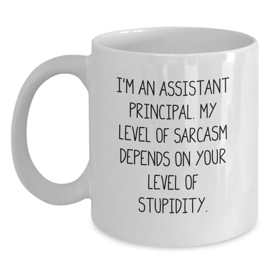 Funny Assistant Principal Gifts for Men, White Coffee Mug, Sassy Holiday Cheer from Friends - Main