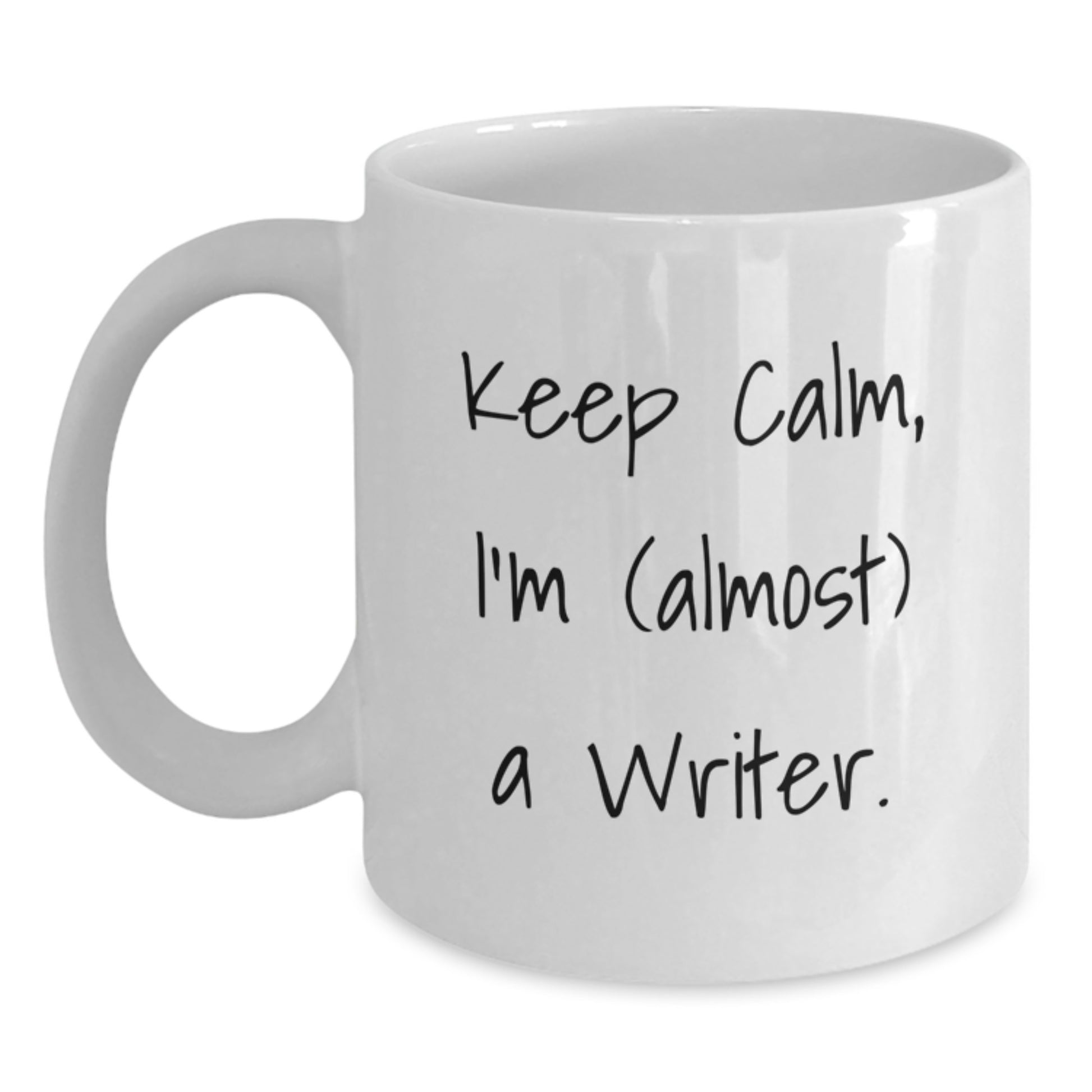Funny Writer Gifts from Friends, White Coffee Mug for Writers, Christmas Unique Inspirational Mugs Keep Calm I'm Almost A Writer - Main