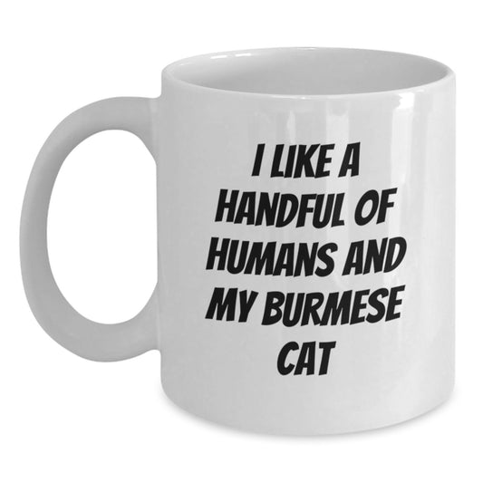 Funny Burmese Cat Gifts from Men to Women, White Coffee Mug for Christmas Unique Presents - Main