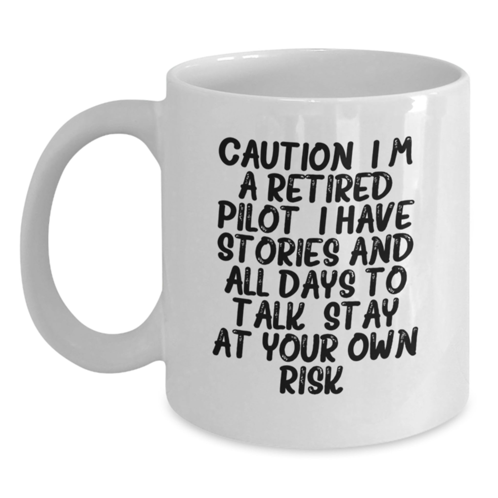Funny Pilot Gifts for Him from Friends, Unique White Coffee Mugs with Caution Quote for Graduation, 11oz or 15oz Ceramic, Microwave and Dishwasher Safe - Main