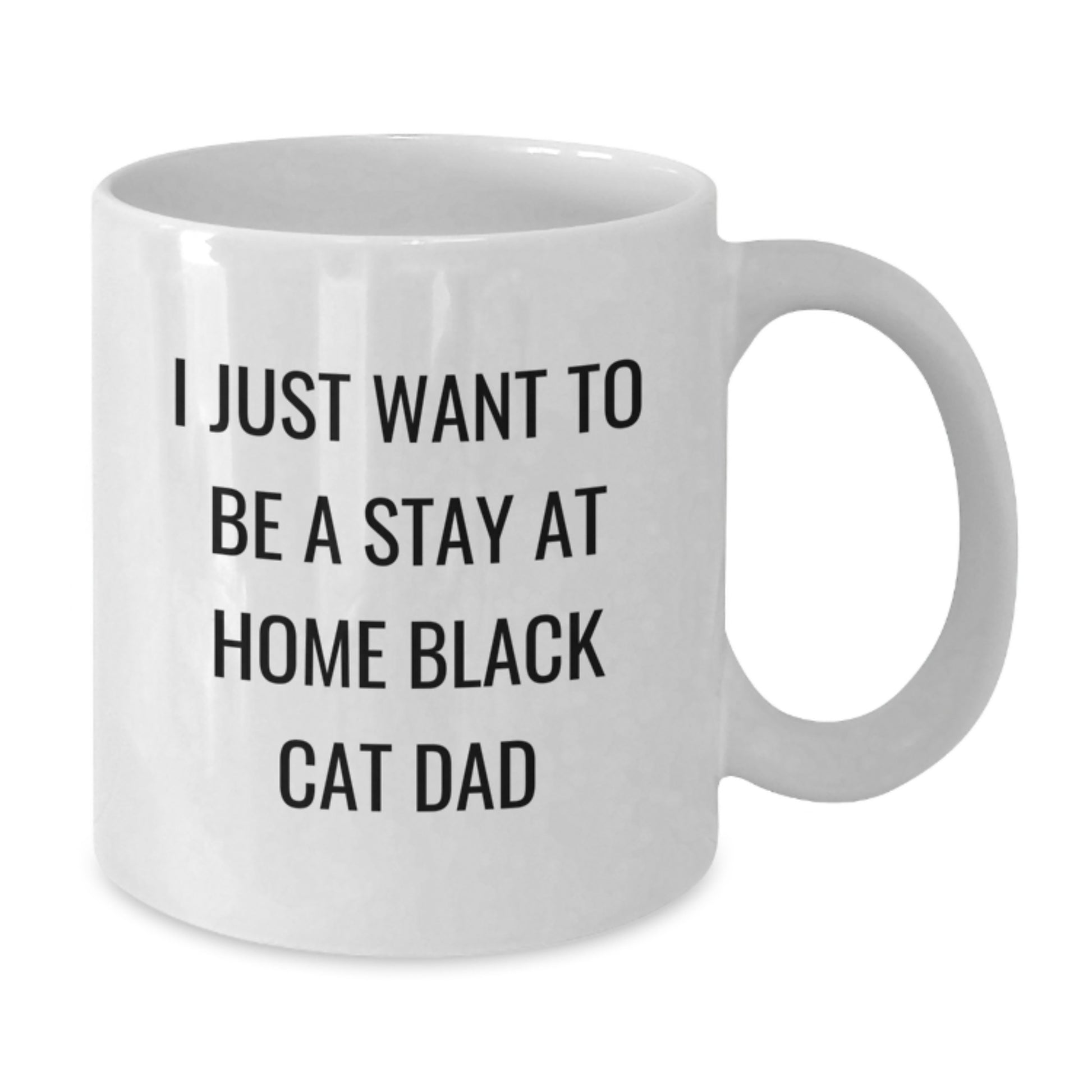 Funny Black Cat Dad Gifts for Him, Unique White Coffee Mug, I Just Want To Be A Stay At Home Black Cat Dad, Christmas Unique Gifts from Family - Additional