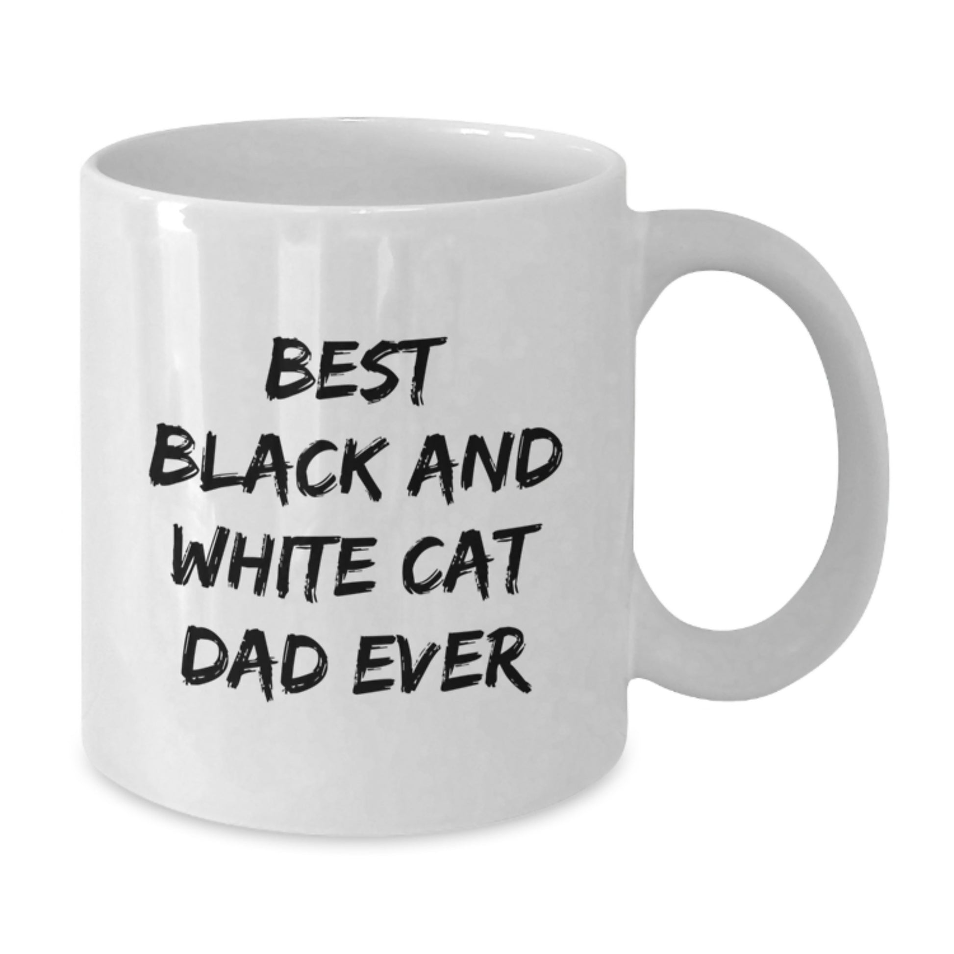 Funny Black and White Cat Dad Ever White Coffee Mug, Gifts from Men to Black and White Cat Friends on Birthday - Unique Birthday Unique Gifts - Additional