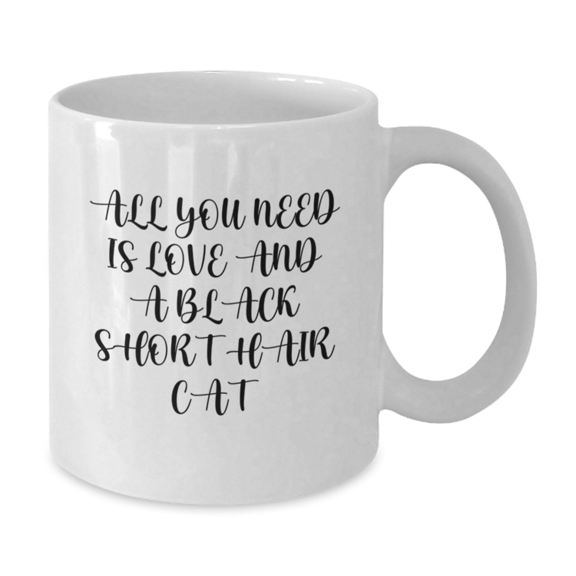 Black Short Hair Cat Lover Gifts from Friends, Christmas Unique Gifts for Men, Women, Family, White Coffee Mug with 'All You Need Is Love And A Black Short Hair Cat' Quote - Additional