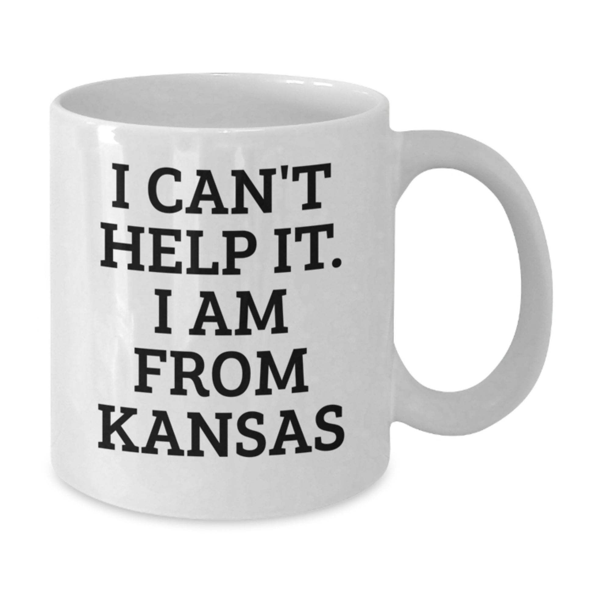 Funny Kansas Gifts from Friends for Men and Women, Kansas Proud White Coffee Mug, 'I Can't Help It. I Am From Kansas', Unique Graduation Mugs - Additional