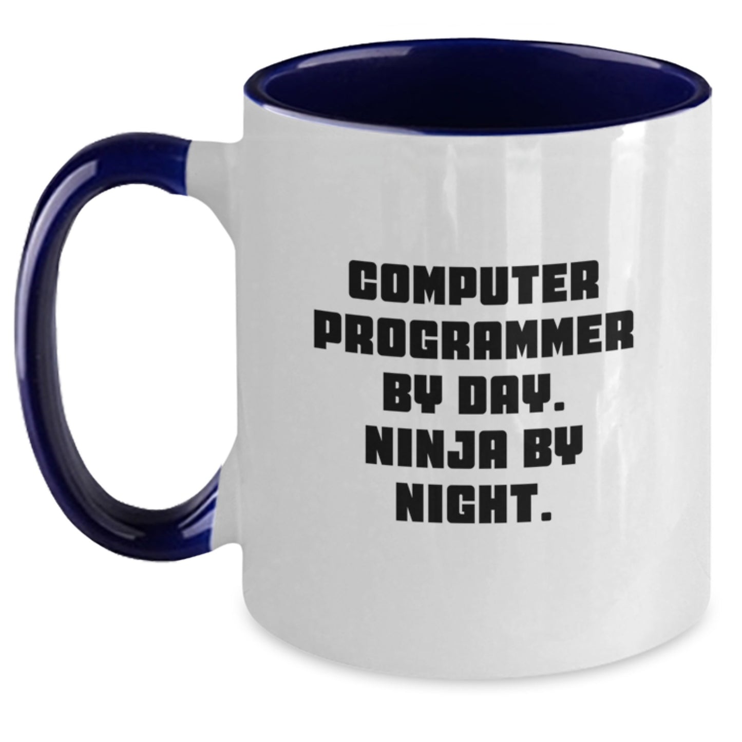 Computer Programmer Humor Two Tone Coffee Mugs, Funny Gifts from Friends, Computer Programmer By Day. Ninja By Night. Birthday Unique Gifts for Him or Her - Main