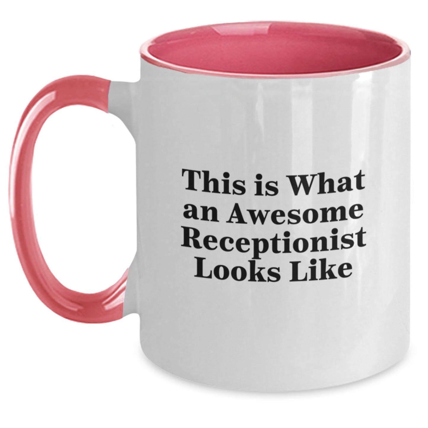 Funny Receptionist Gifts, Two Tone Coffee Mug for Birthday - 'This Is What An Awesome Receptionist Looks Like' Quote, Gifts from Friends to Coworkers - Main