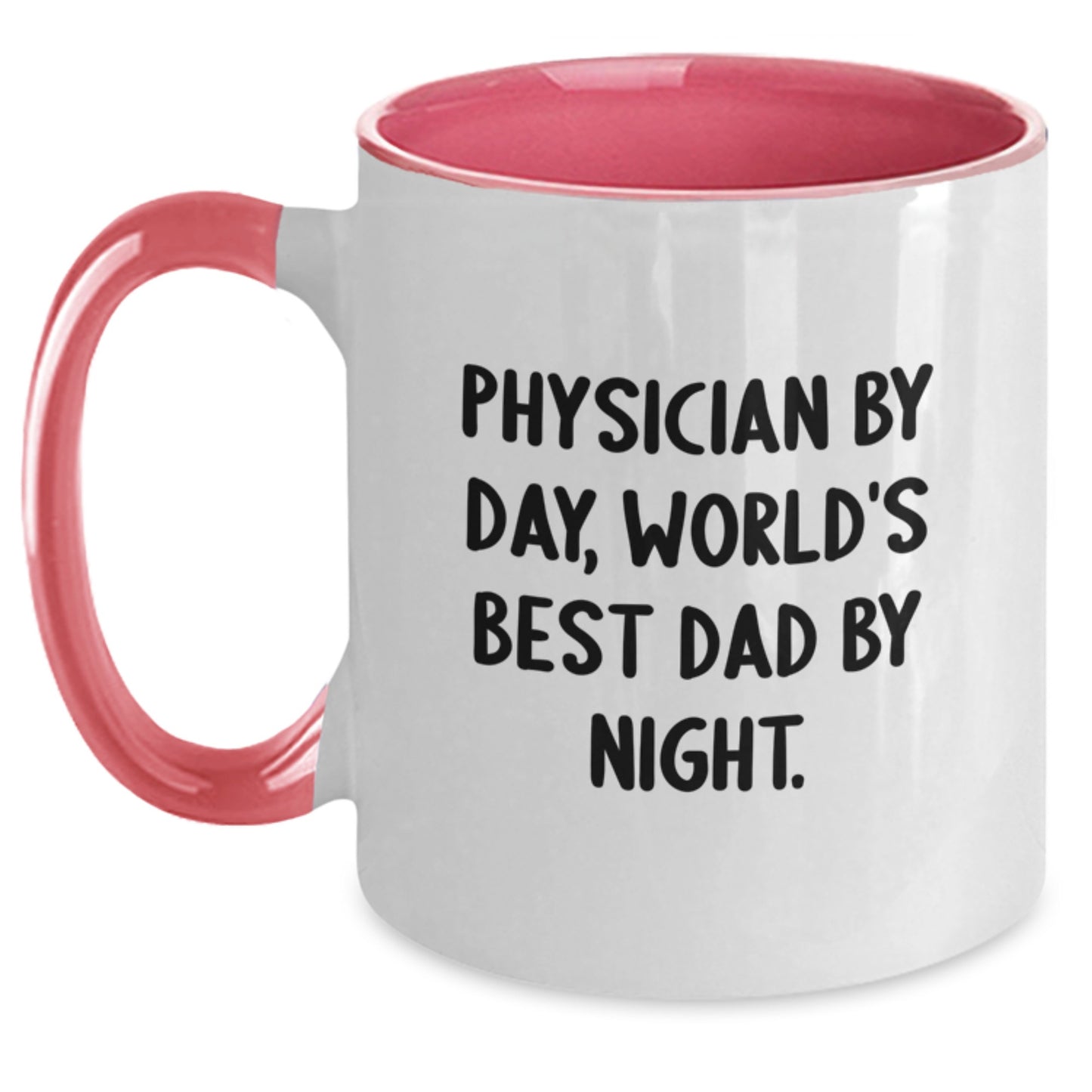 Funny Physician Gifts from Friends and Family - Physician By Day, World's Best Dad By Night. 11oz Two Tone Coffee Mug for Graduation - Main