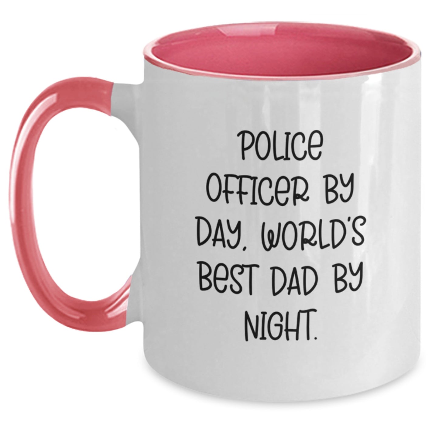 Police Officer Gifts, Funny Two Tone Coffee Mug, 'Police Officer By Day, World's Best Dad By Night.' - Gifts from Friends, Family, Coworkers, Birthday Unique Gifts for Police Officers - Main