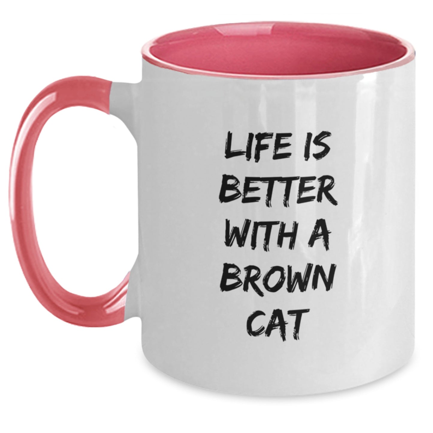 Funny Brown Cat Gifts from Family for Graduation Unique Mugs with Life Is Better Quote, Two Tone Coffee Mug for Brown Cat Enthusiasts, Gifts for Men, Women, Friends, Coworkers, Family - Main