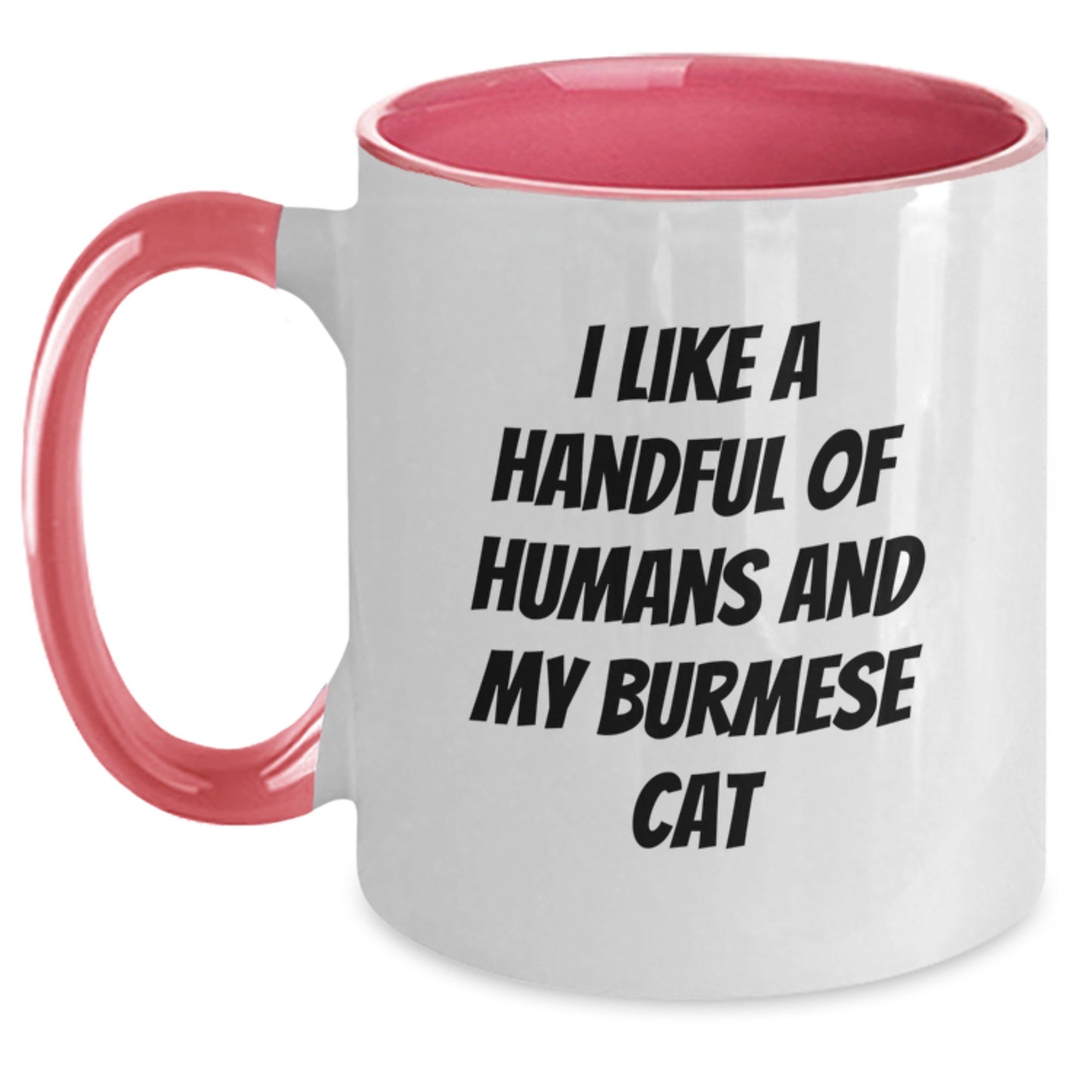 Funny Burmese Cat Gifts for Men - I Like A Handful Of Humans And My Burmese Cat Two Tone Coffee Mug, Christmas Unique Present - Main