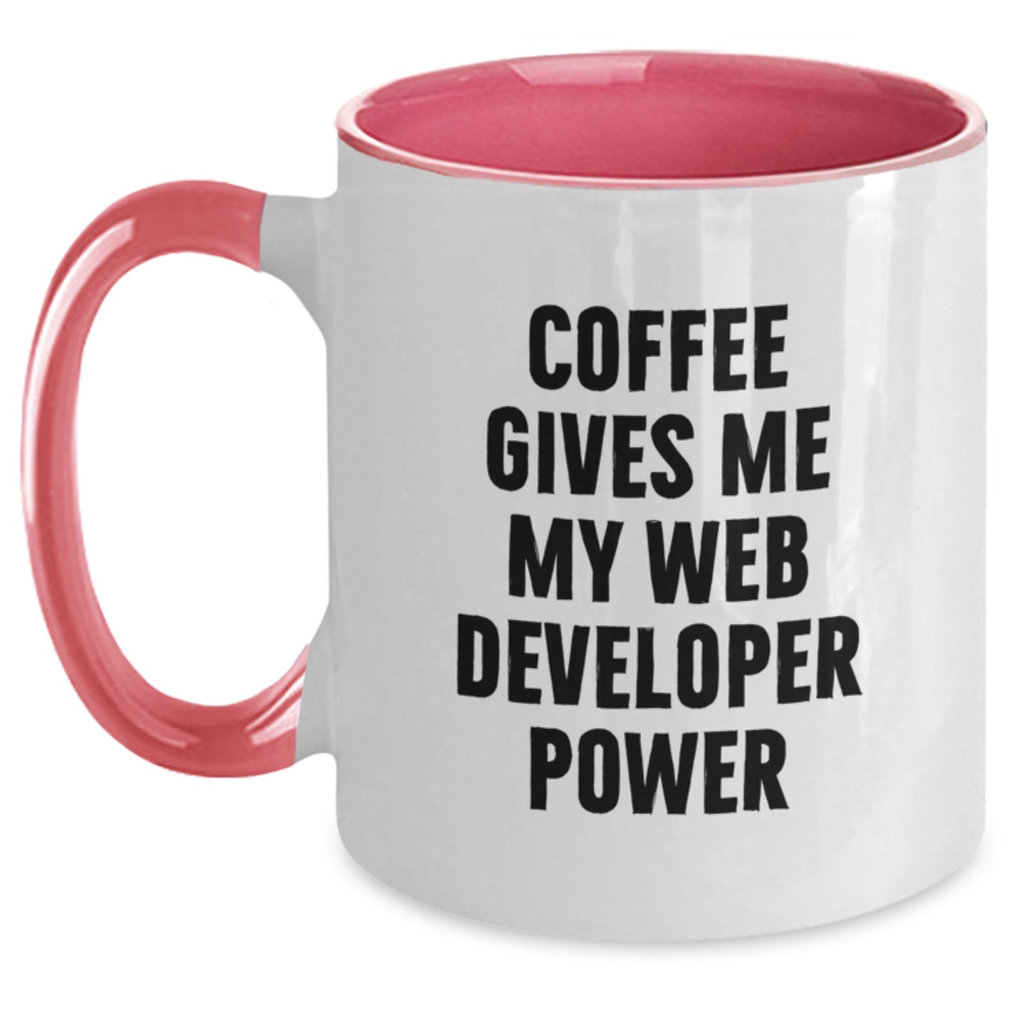 Funny Web Developer Gifts from Men to Friends, Unique Two Tone Coffee Mug for Graduation, 'Coffee Gives Me My Web Developer Power' - Main