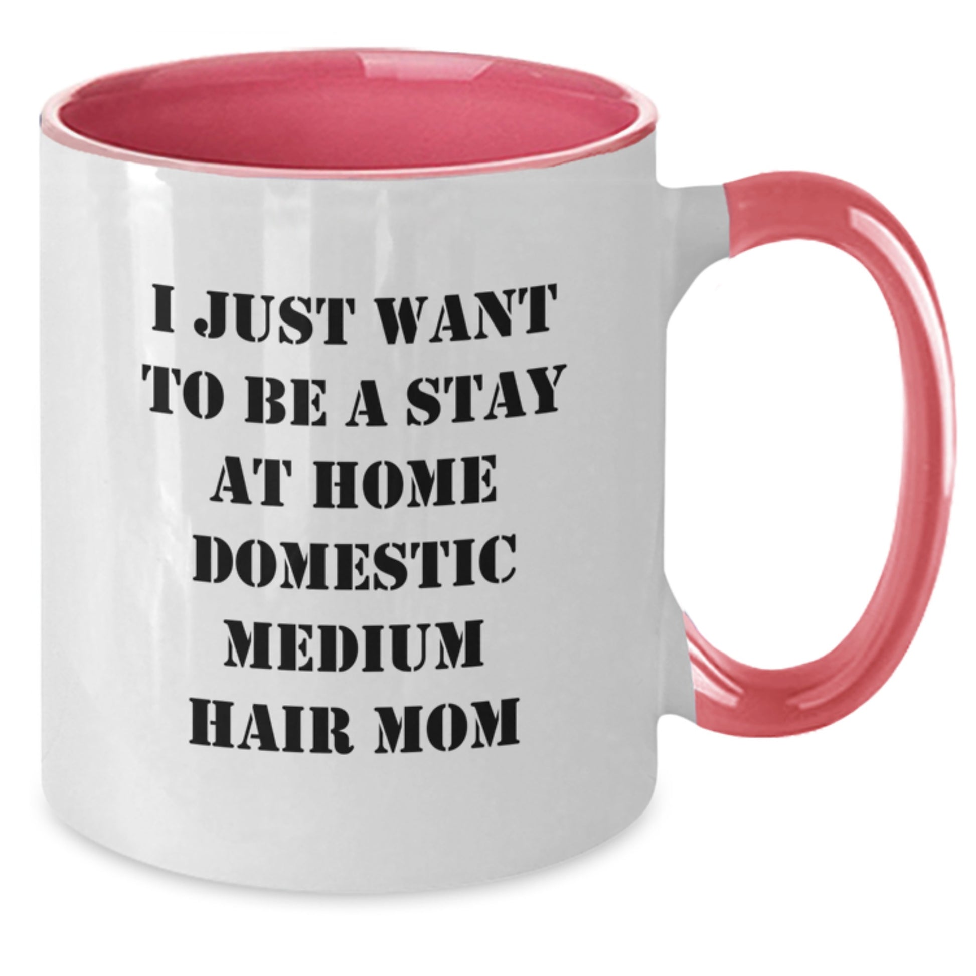 Funny Domestic Medium Hair Cat Gifts for Mom Graduation Two Tone Coffee Mug 'I Just Want To Be A Stay At Home' - Additional