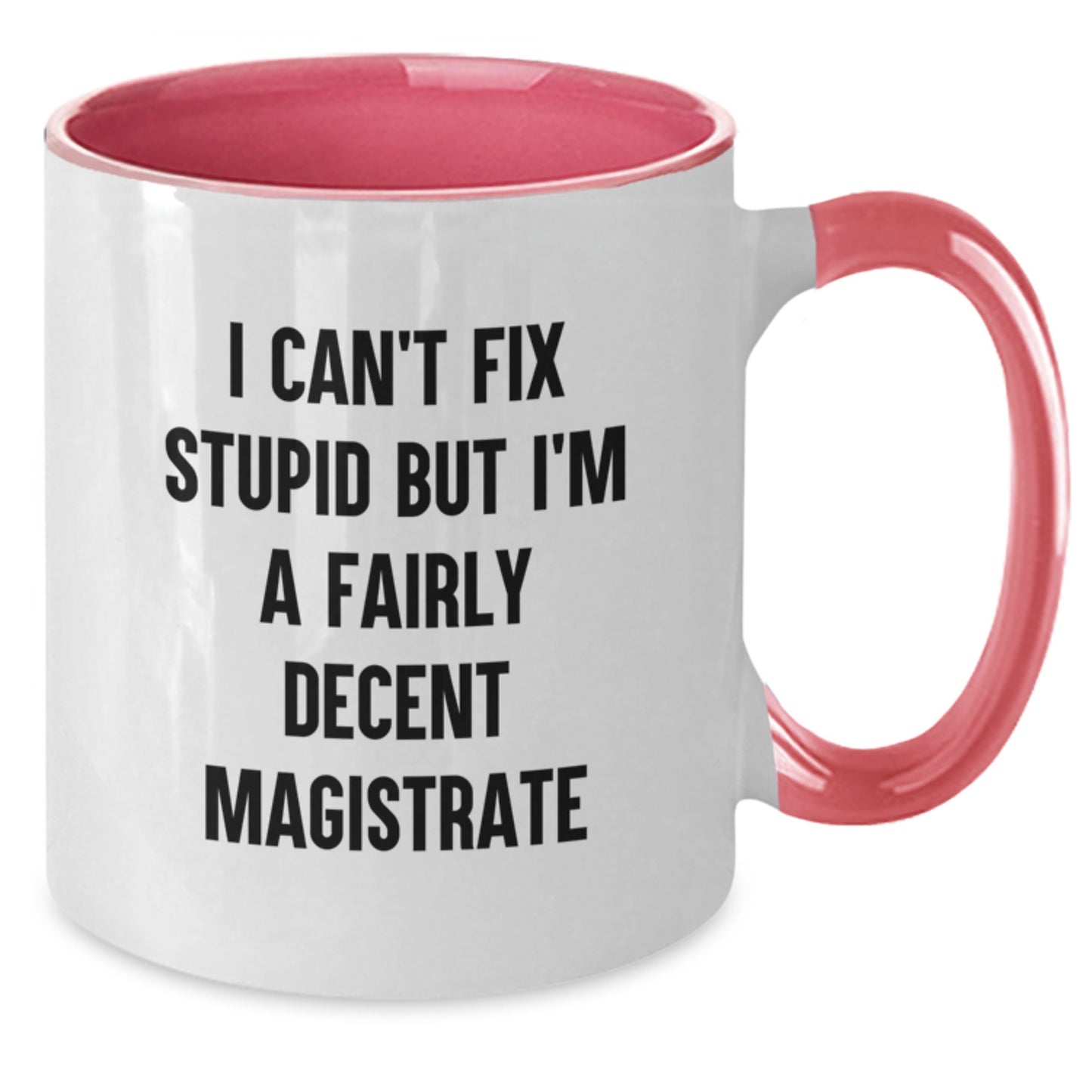 Funny Magistrate Gifts - I Can't Fix Stupid But I'm A Fairly Decent Judge - Two Tone Coffee Mug for Birthday - Additional