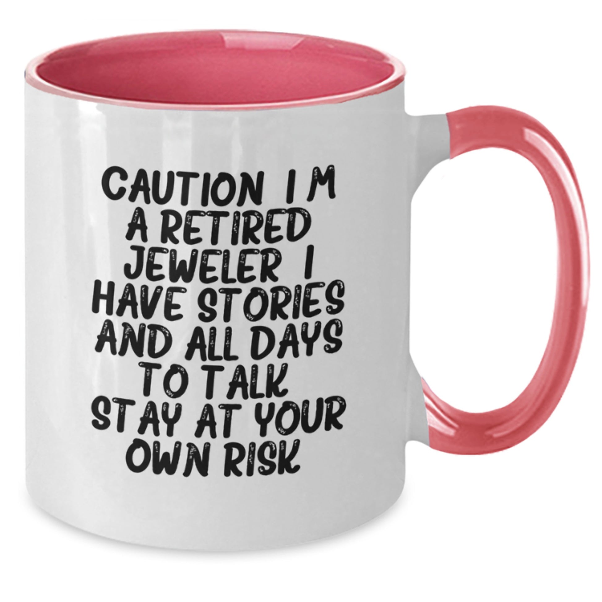 Funny Jeweler Gifts for Him - Two Tone Coffee Mug with Caution: I'm A Retired Jeweler - Christmas Unique Gifts from Men - Additional