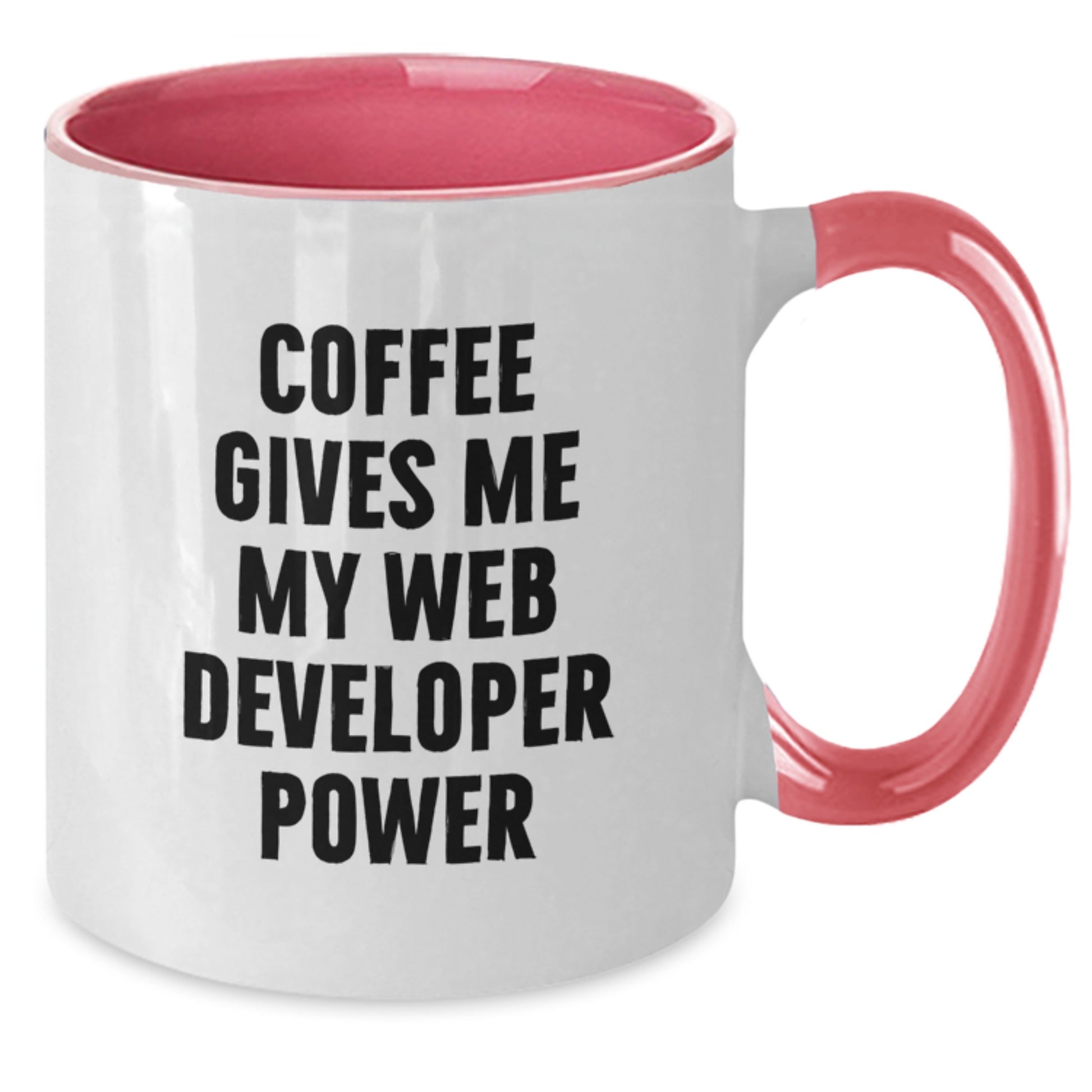 Funny Web Developer Gifts from Men to Friends, Unique Two Tone Coffee Mug for Graduation, 'Coffee Gives Me My Web Developer Power' - Additional