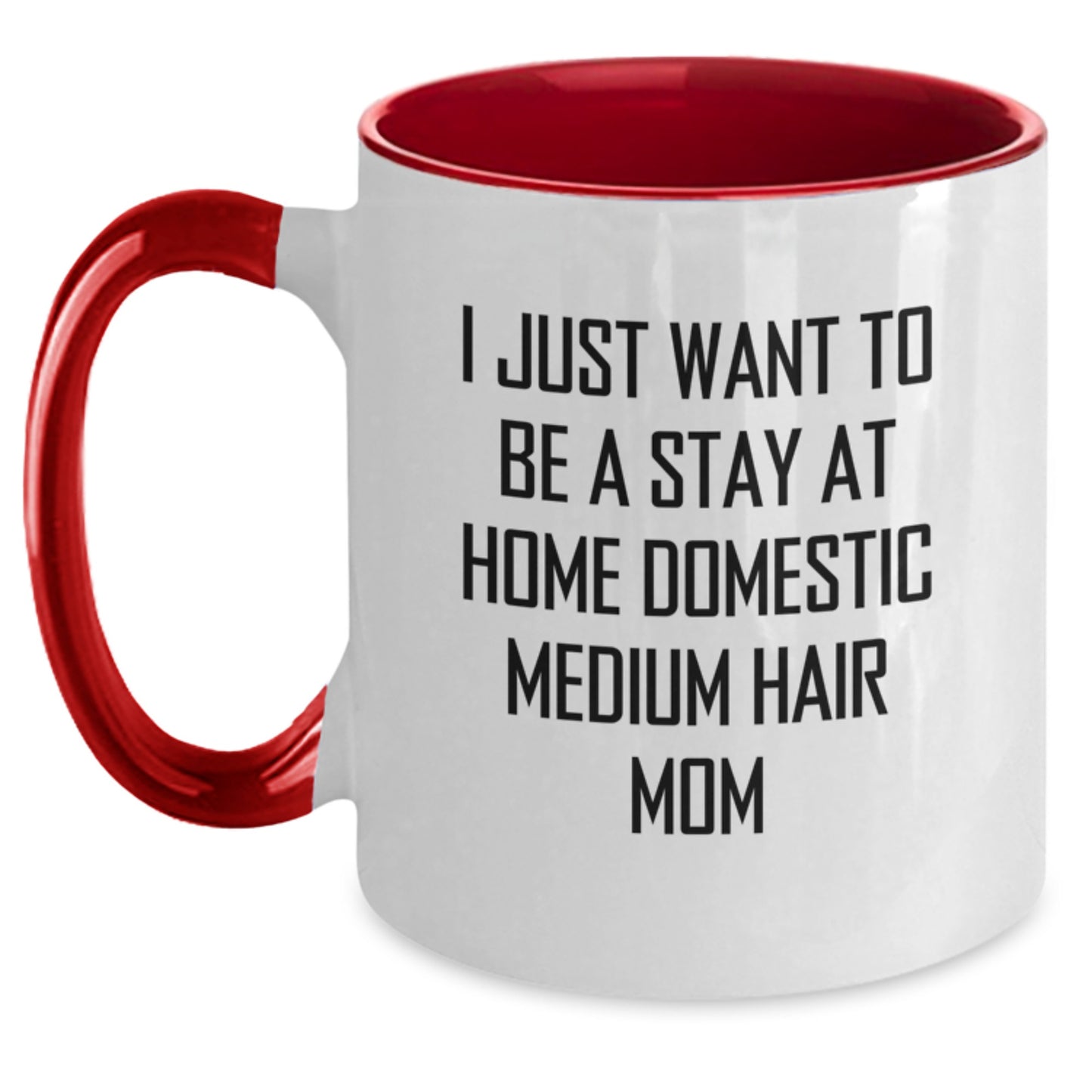 Gifts from Family to Domestic Medium Hair Mom - I Just Want To Be A Stay At Home Domestic Medium Hair Mom Funny Two Tone Coffee Mug, Birthday Unique Gifts for Her - Main
