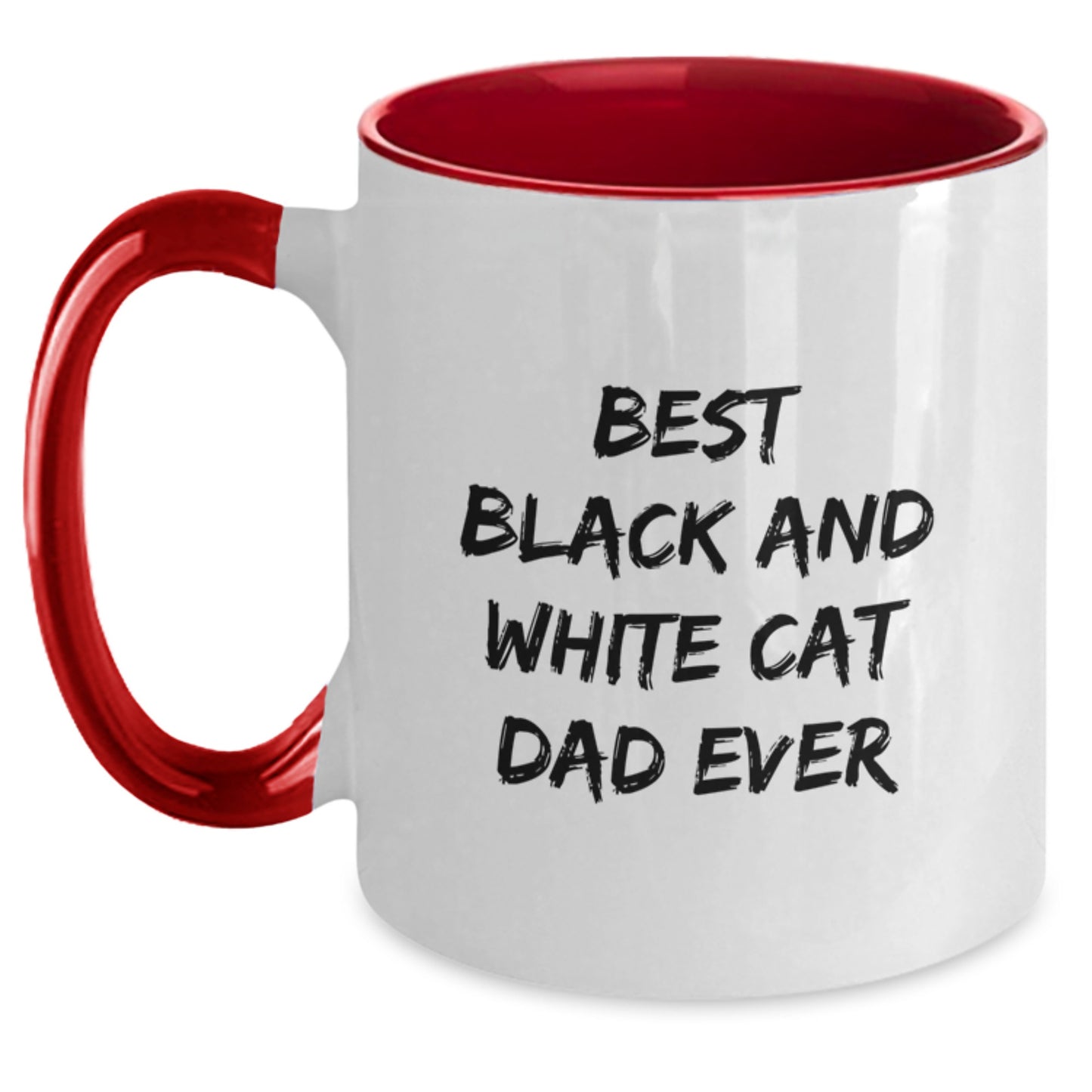 Funny Black and White Cat Dad Ever Gifts from Men to Birthday Friends, Two Tone Coffee Mug for Black and White Cat Lovers, Best Gift Ideas for Birthday Celebrations - Main