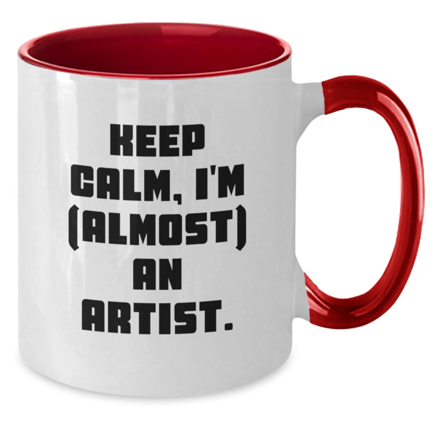 Funny Artist Gifts, Christmas Unique Mugs for Artist Friends, Two Tone Coffee Mugs with Quirky Humor 'Keep Calm, I'm (almost) An Artist', Gifts from Men to Women Coworkers Family - Additional