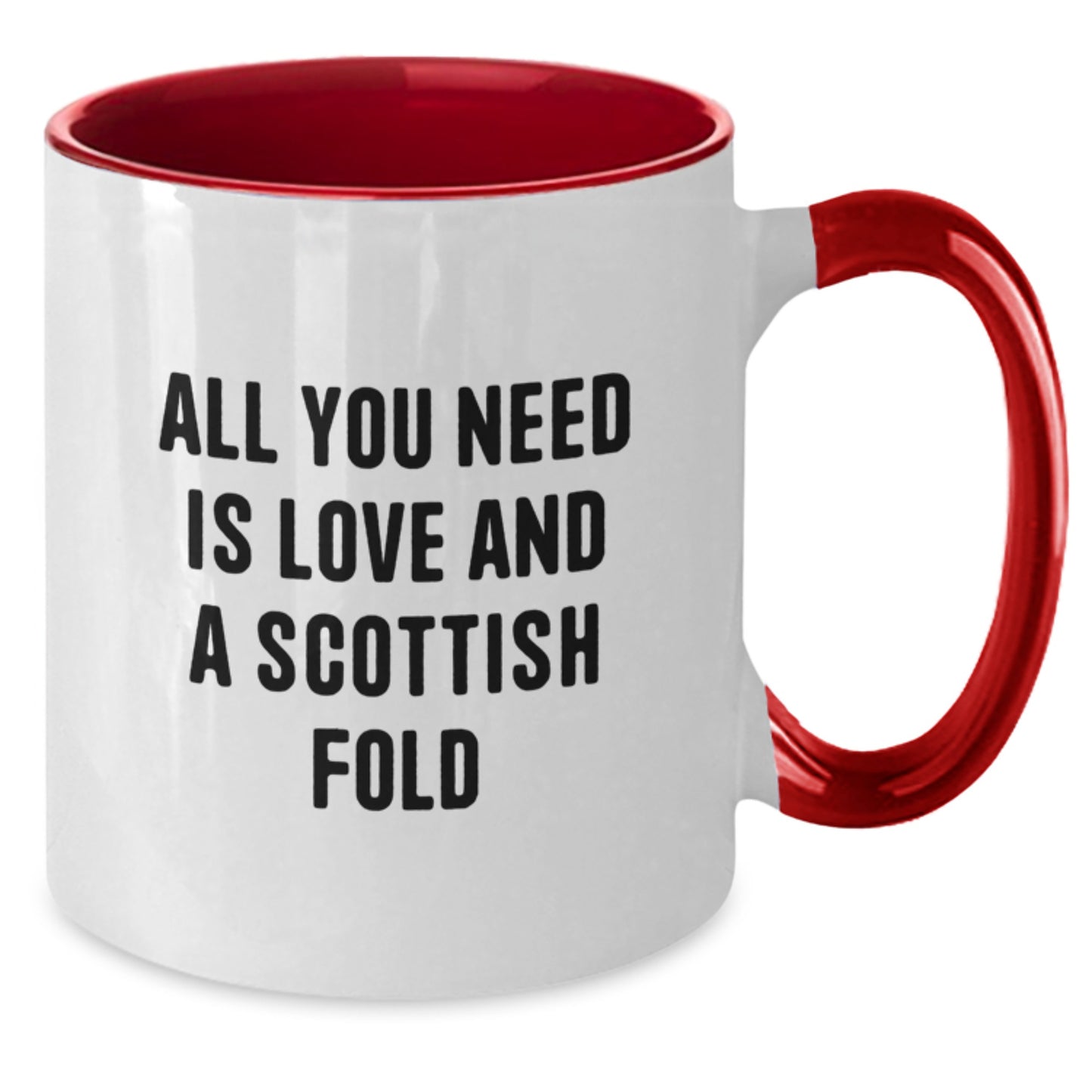 Gifts from Men to Scottish Fold Cat Lovers, All You Need Is Love And A Scottish Fold Funny Two Tone Coffee Mug, Christmas Unique Presents - Additional