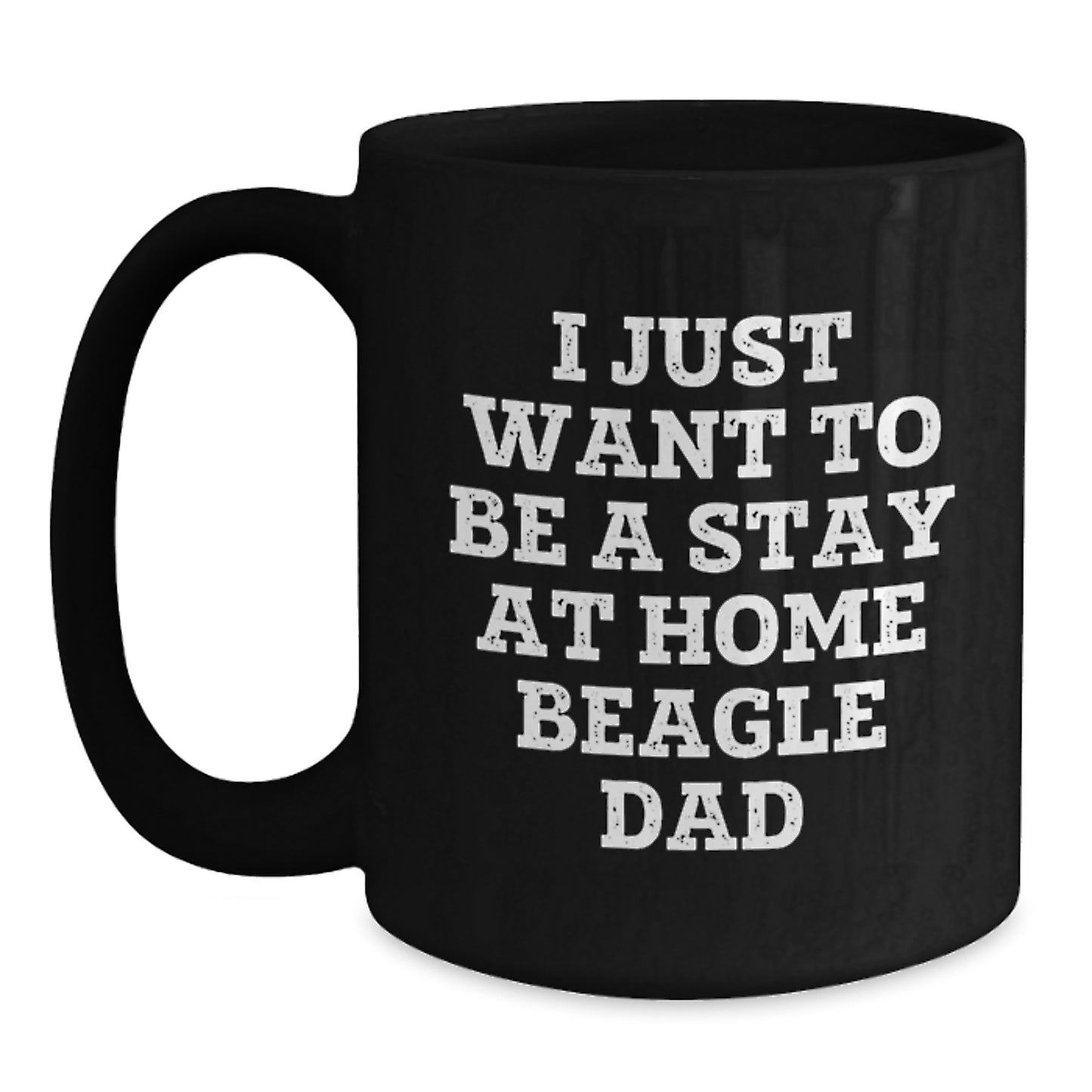 Funny Beagle Dog Gifts for Him, Black Coffee Mug, Stay at Home Beagle Dad, Christmas Unique Presents from Men - Main