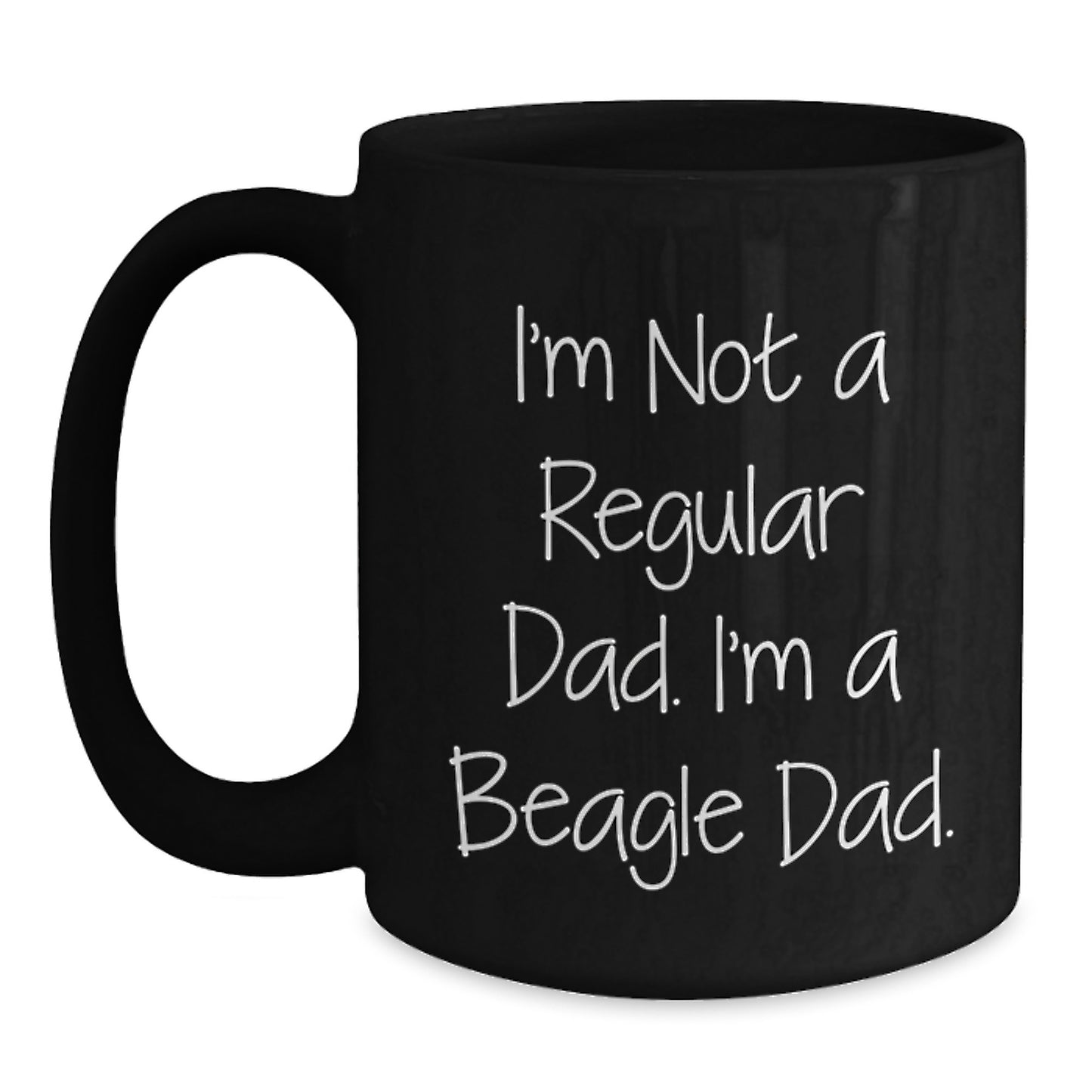 Beagle Dog Dad Gifts from Men to Graduating Students - Black Coffee Mug with Funny Quote - Main