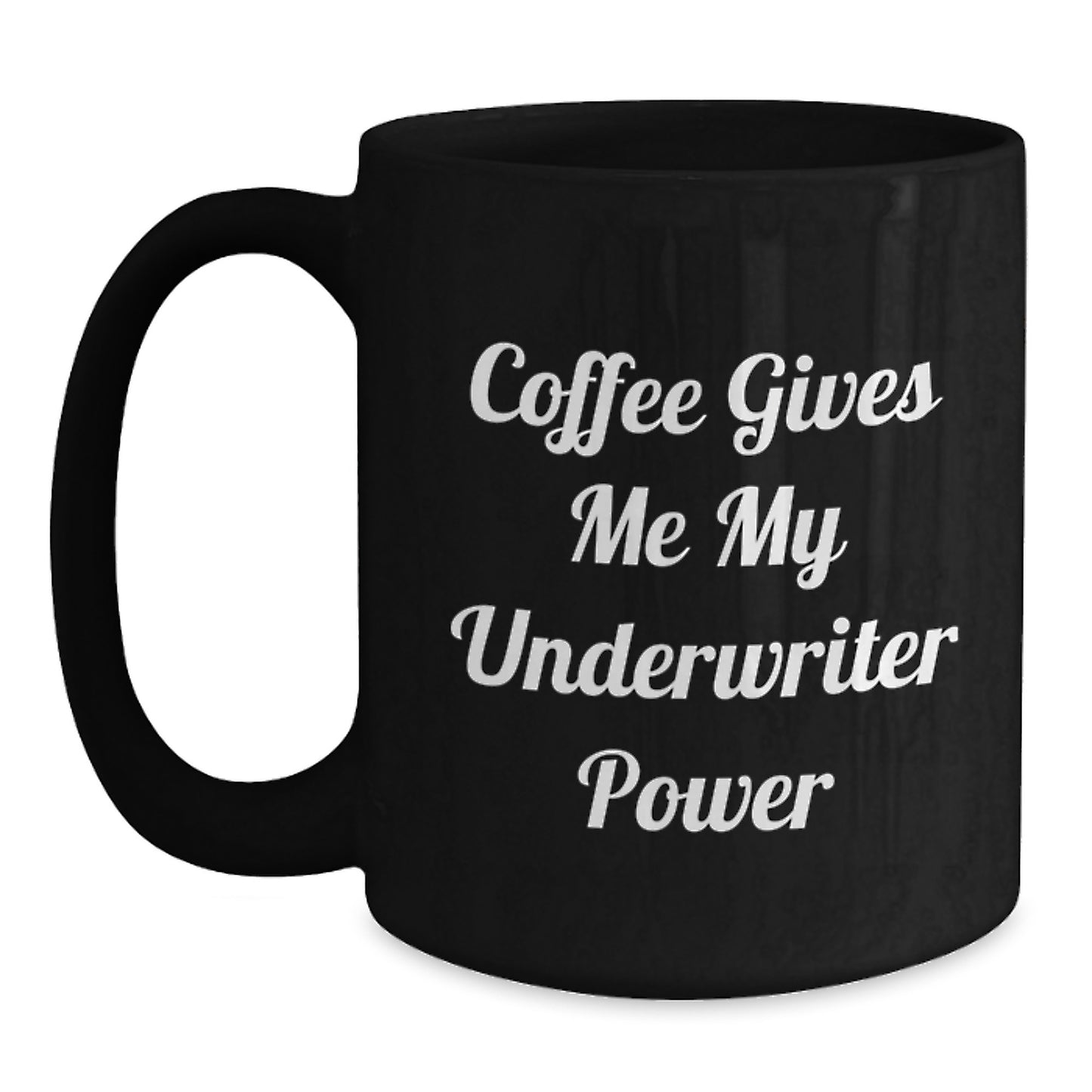 Funny Underwriter Gifts, Coffee Gives Me My Power, Black Coffee Mug, Graduation Unique Gifts from Friends, Perfect for Underwriter - Main