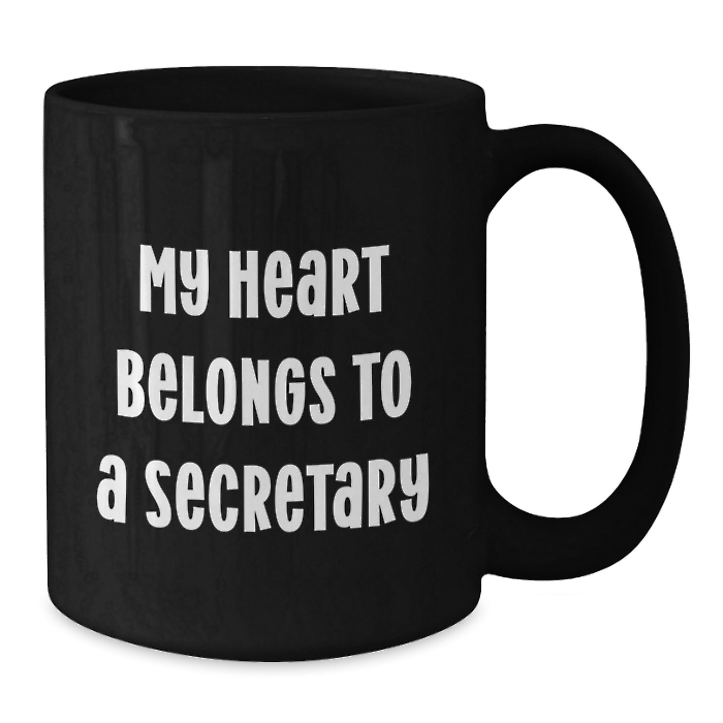 Funny Secretary Gifts from Men, Unique Christmas Unique Gifts for Secretary, Black Coffee Mug - 'My Heart Belongs To A Secretary' - Additional