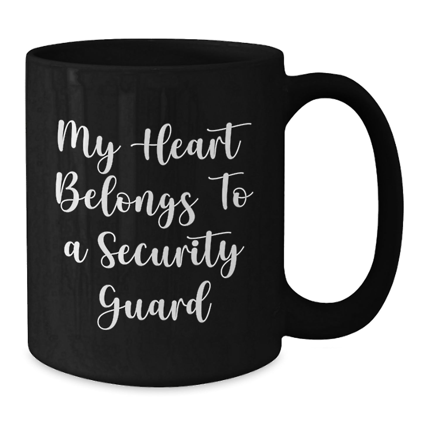 Funny Security Guard Gifts From Men to Husband for Christmas Unique Mugs My Heart 'Belongs To A Security Guard' Black Coffee Mug - Additional